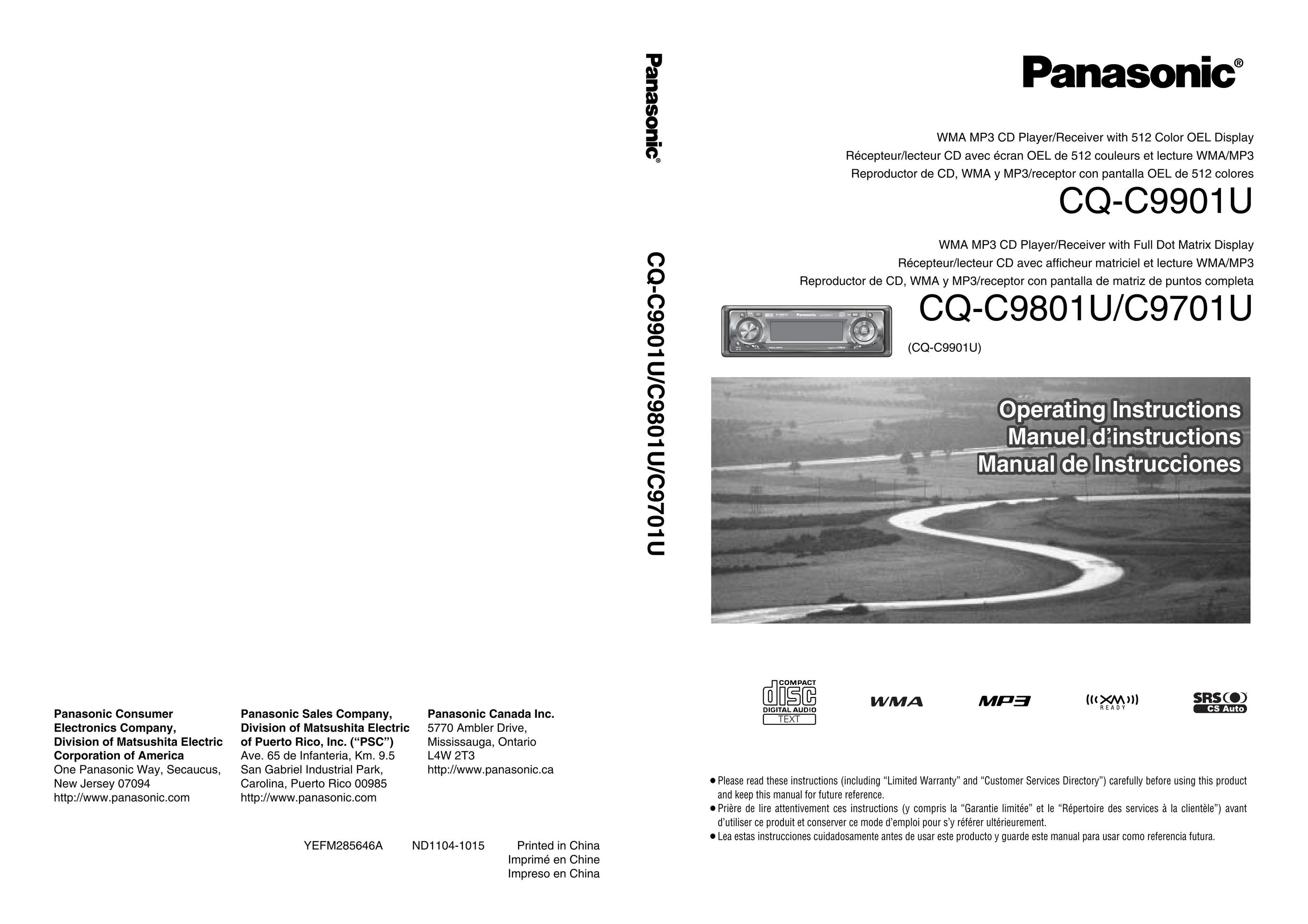 Panasonic C9801U Car Stereo System User Manual