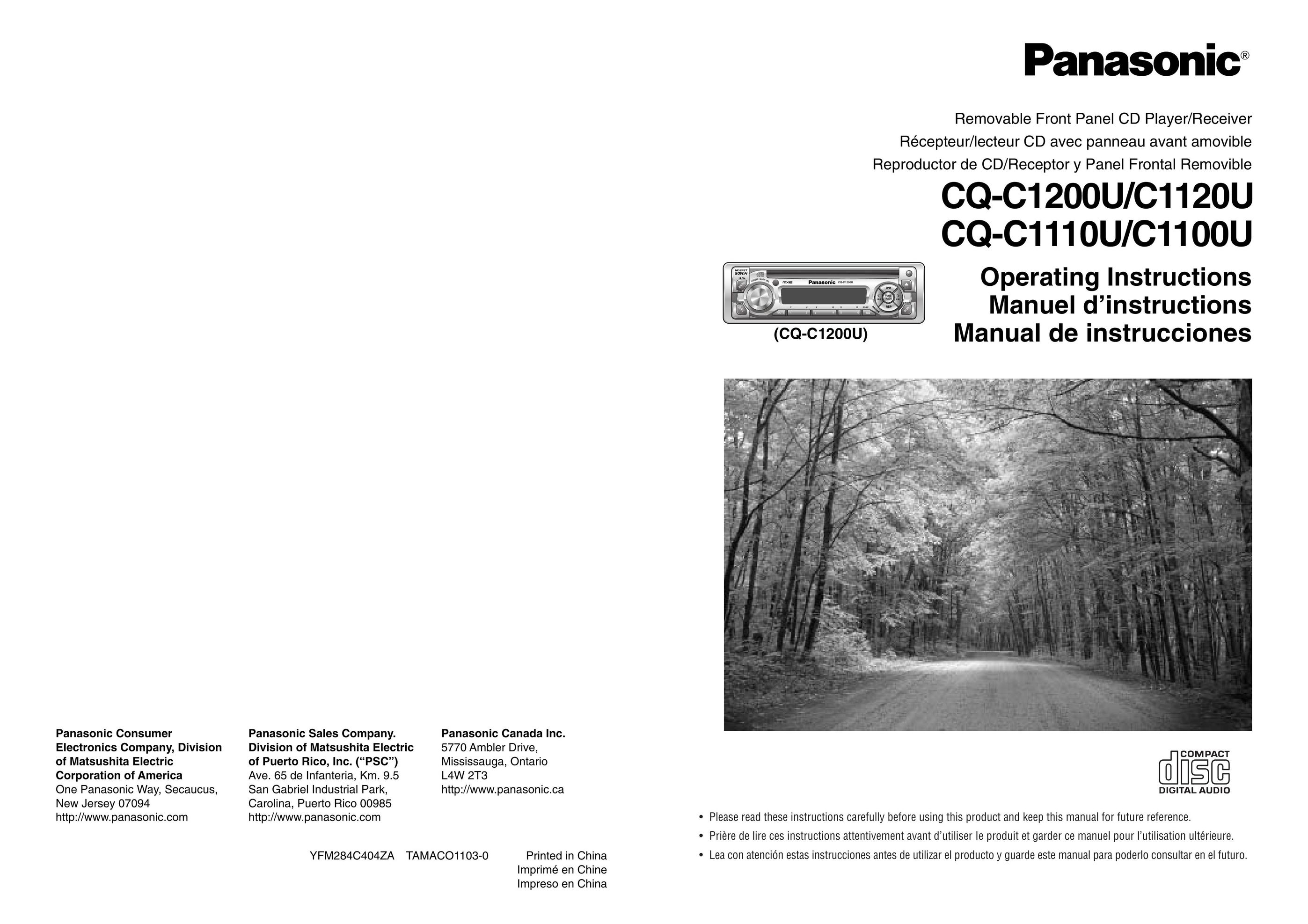 Panasonic CQ-C1200U, CQ-C1110U, CQ-C1110U, CQ-C1110U Car Stereo System User Manual