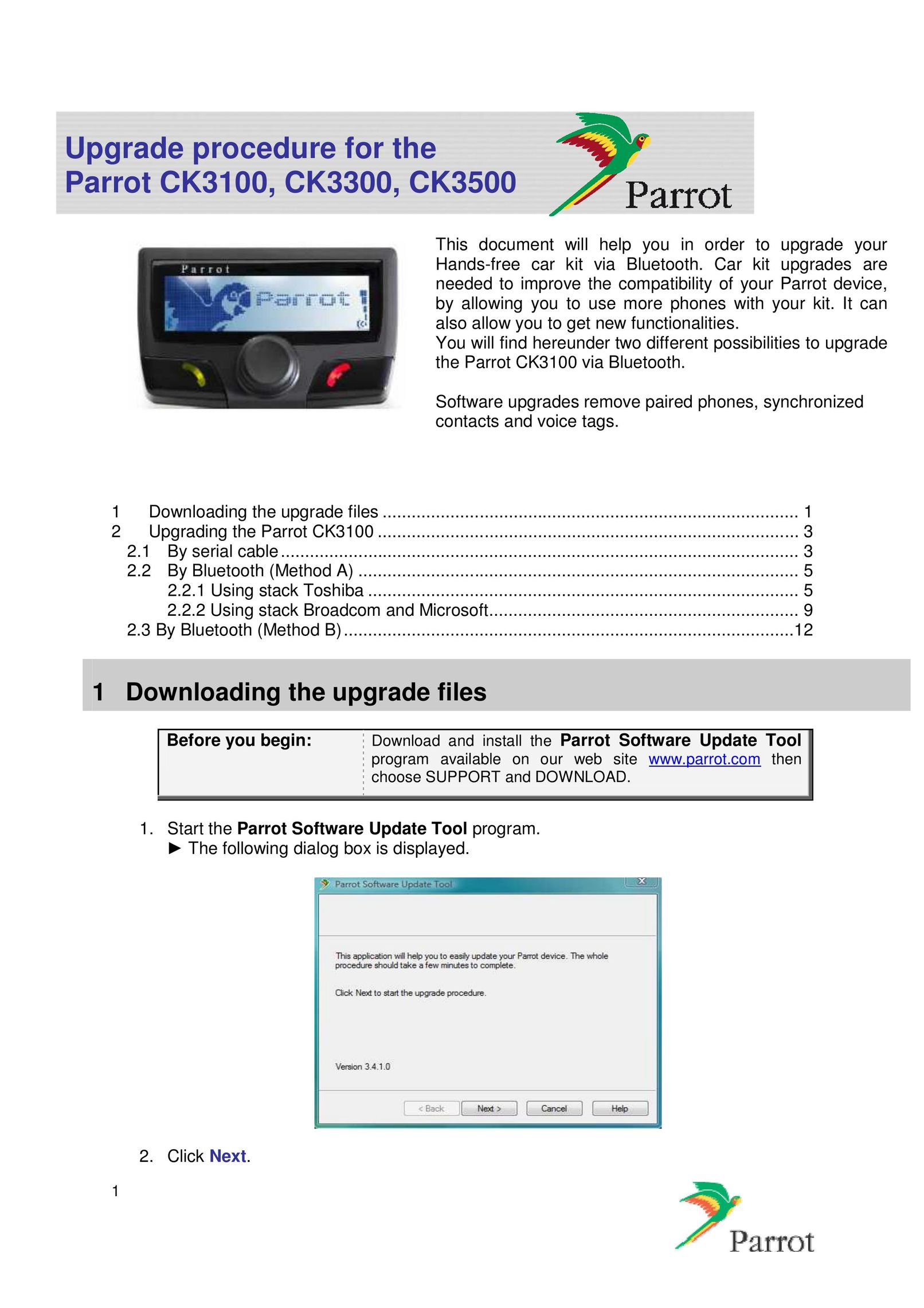 Parrot CK3100 Car Stereo System User Manual