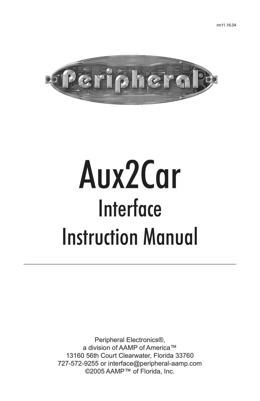 Peripheral Electronics Aux2Car Car Stereo System User Manual
