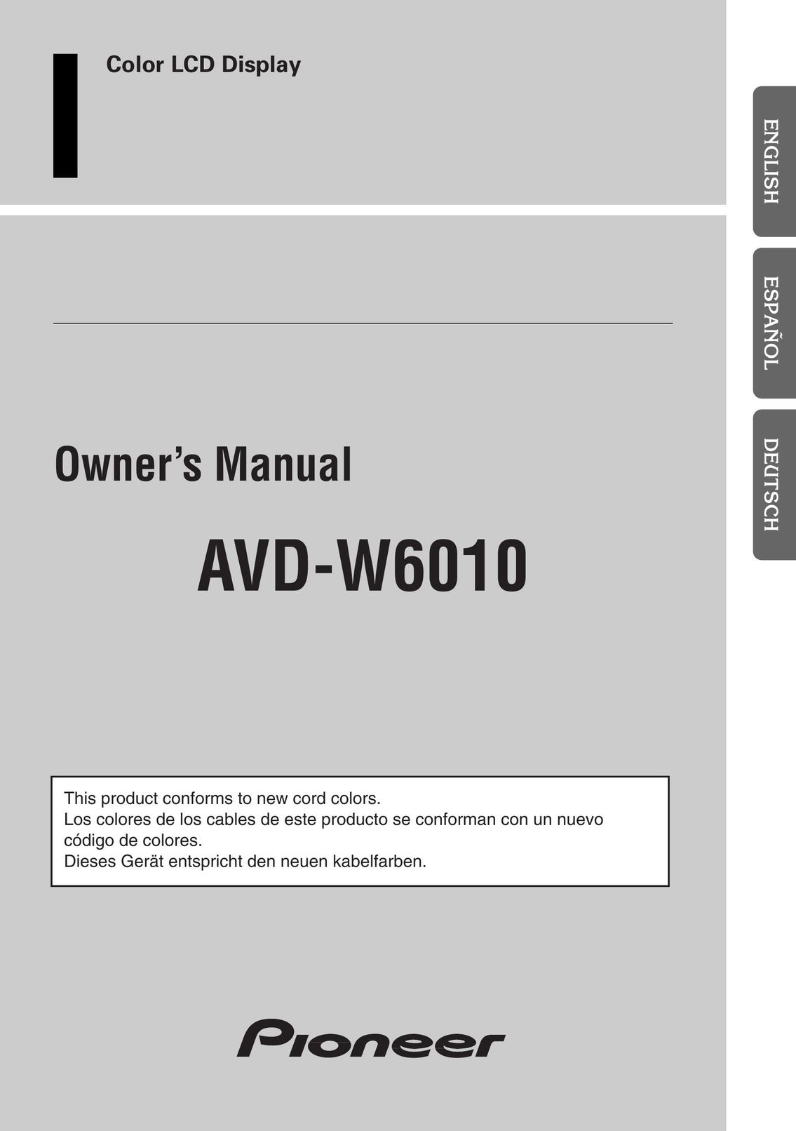 Pioneer AVD-W6010 Car Stereo System User Manual