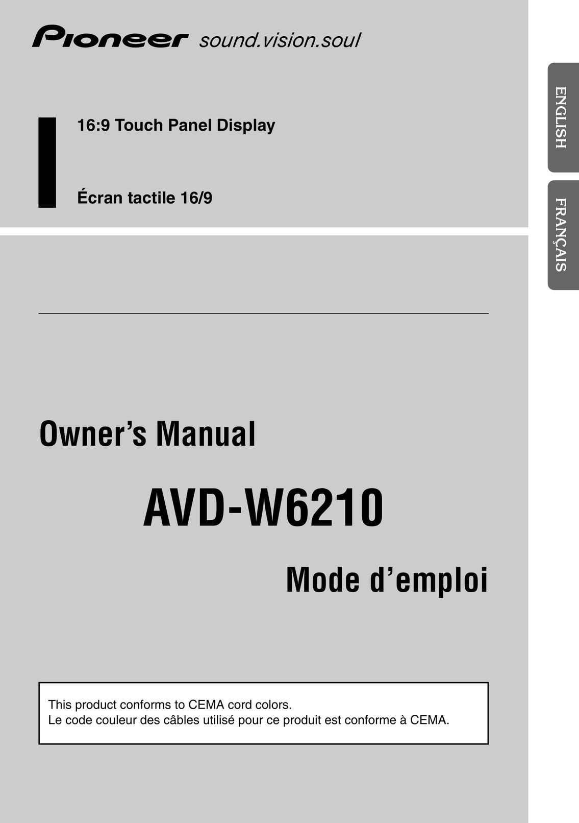 Pioneer AVD-W6210 Car Stereo System User Manual
