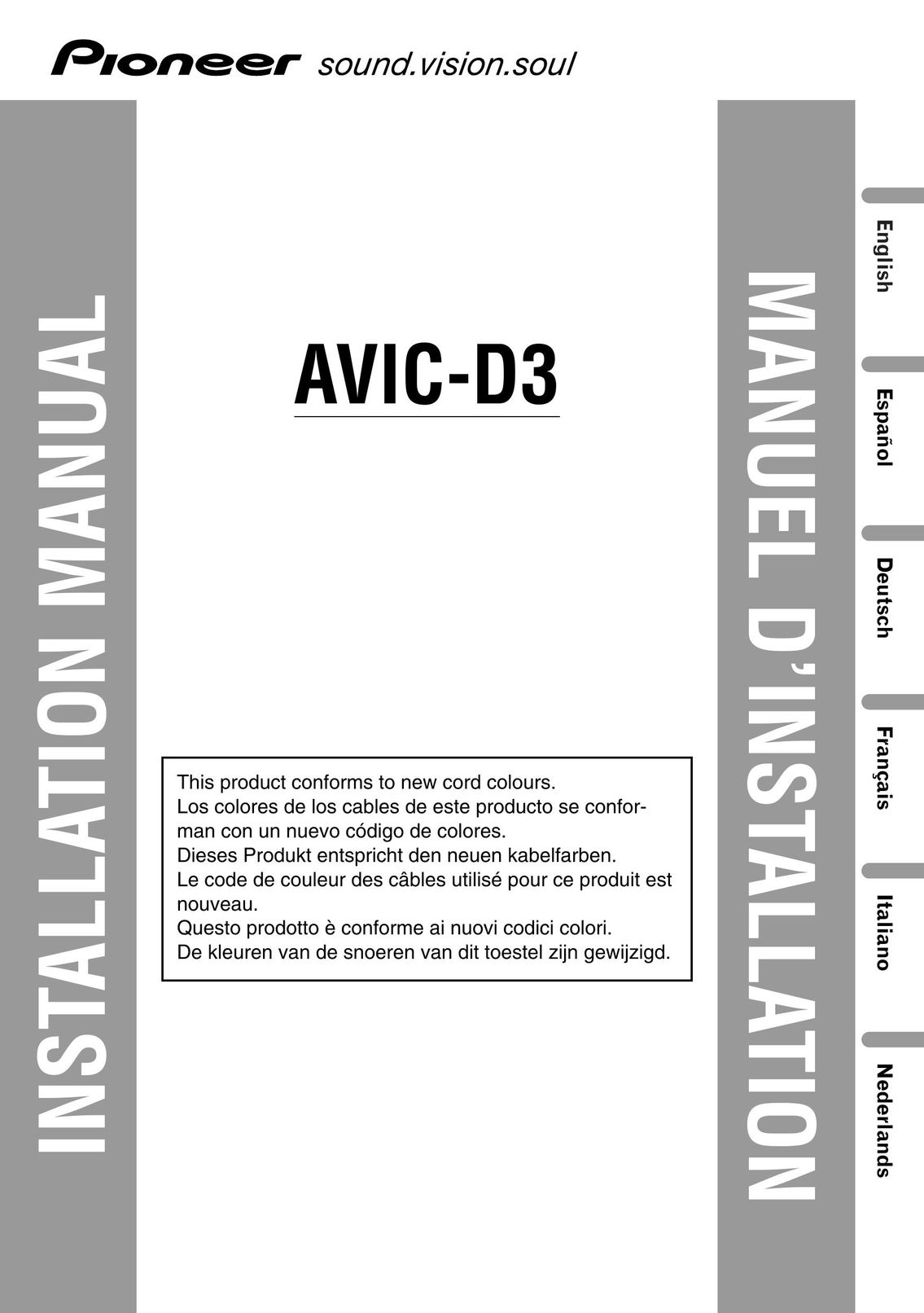 Pioneer AVIC-D3 Car Stereo System User Manual