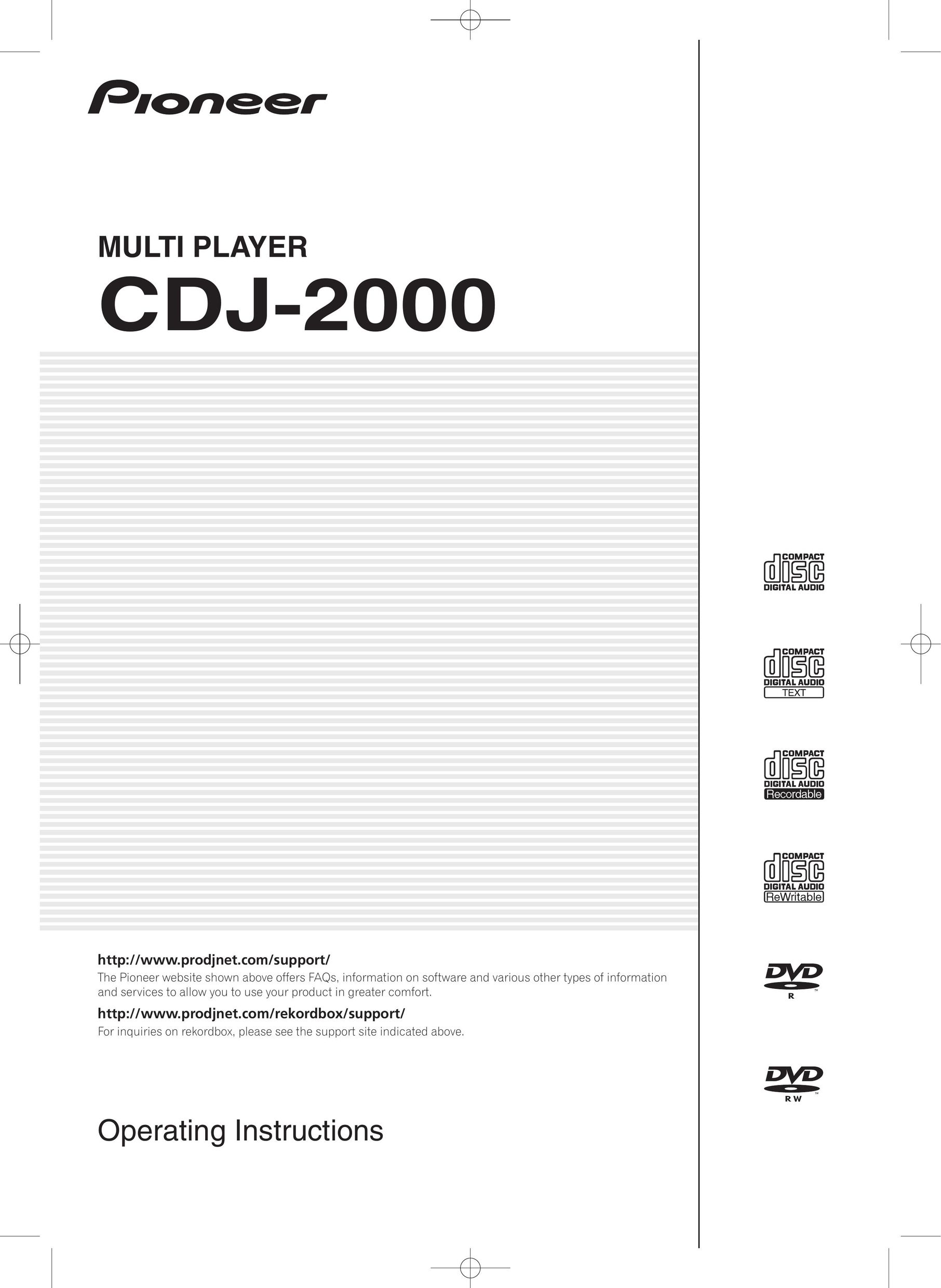 Pioneer CDJ-2000 Car Stereo System User Manual