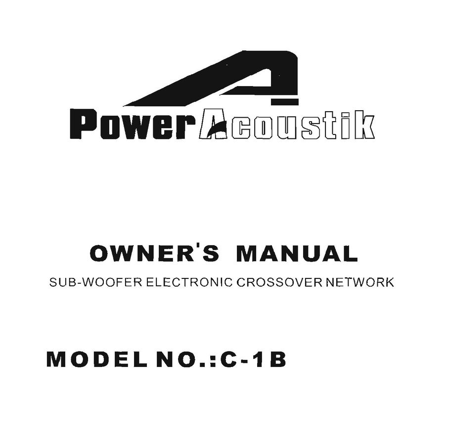 Power Acoustik C 1b Car Stereo System User Manual
