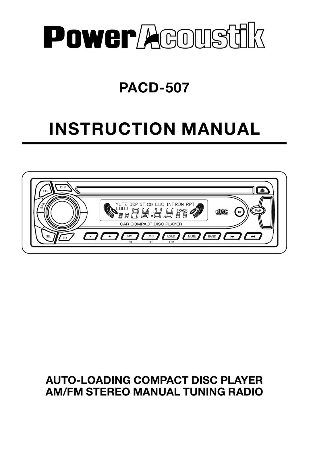 Power Acoustik PACD-507 Car Stereo System User Manual