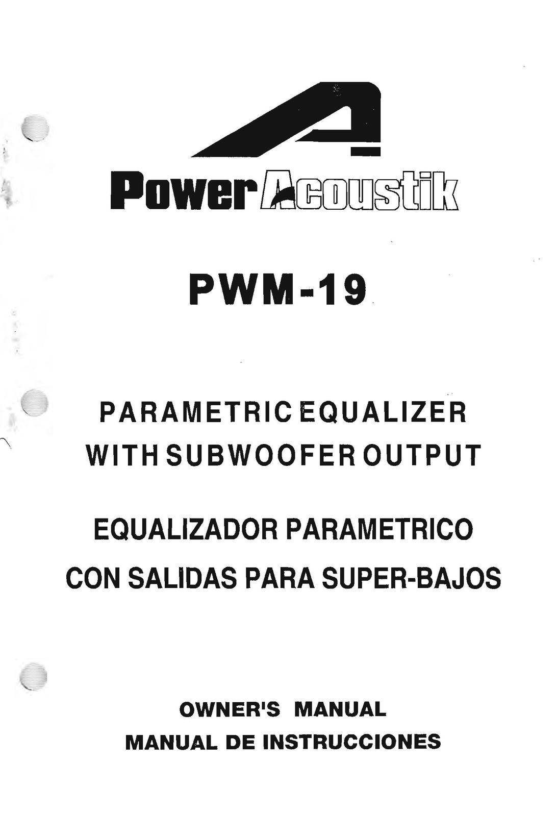 Power Acoustik PWM-19 Car Stereo System User Manual