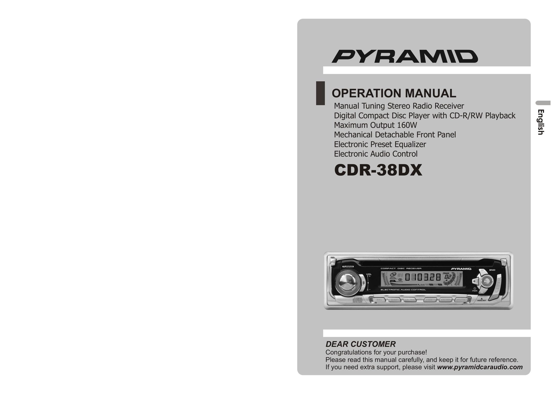 Pyramid Car Audio CDR-38DX Car Stereo System User Manual