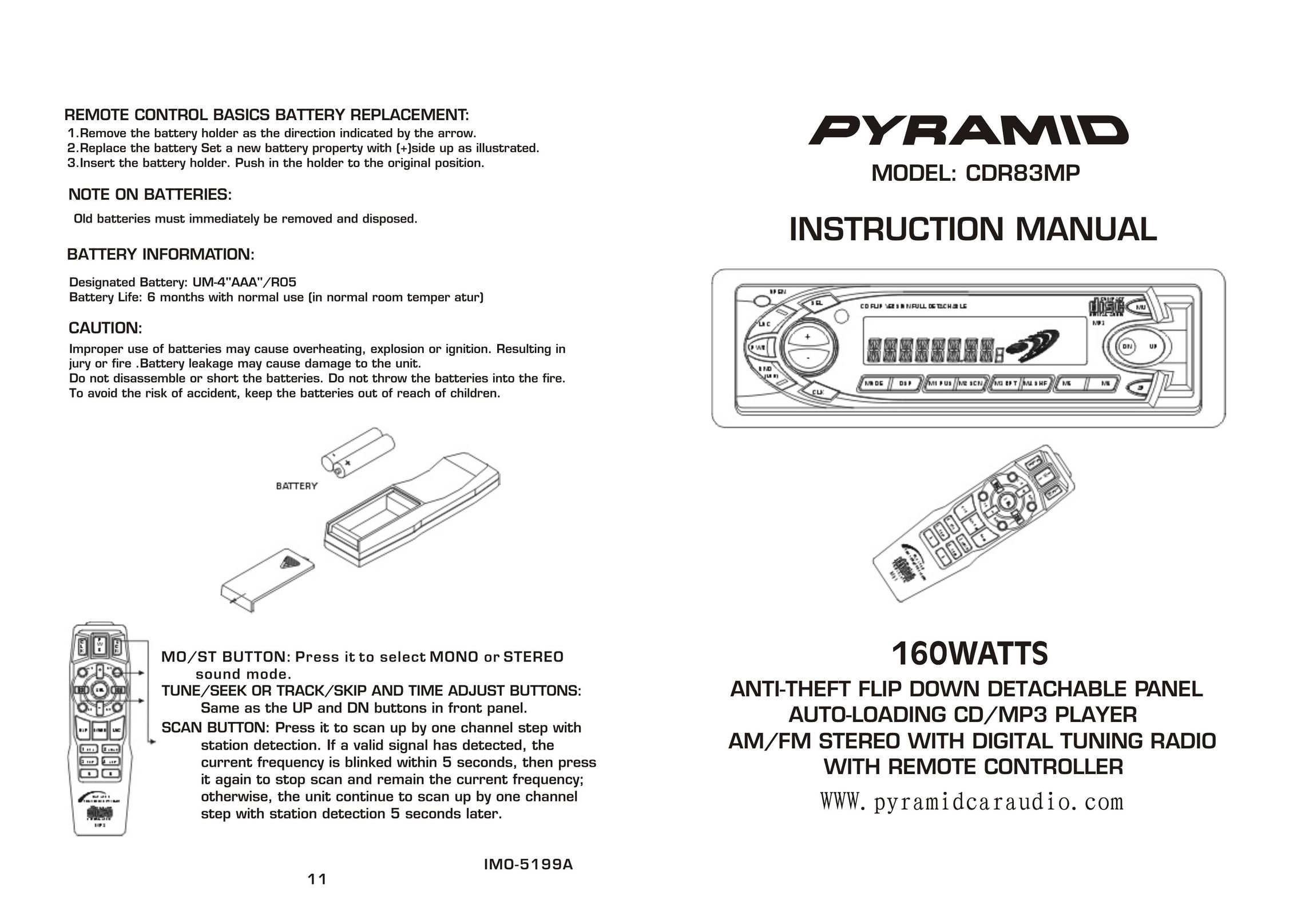 Pyramid Car Audio CDR83MP Car Stereo System User Manual