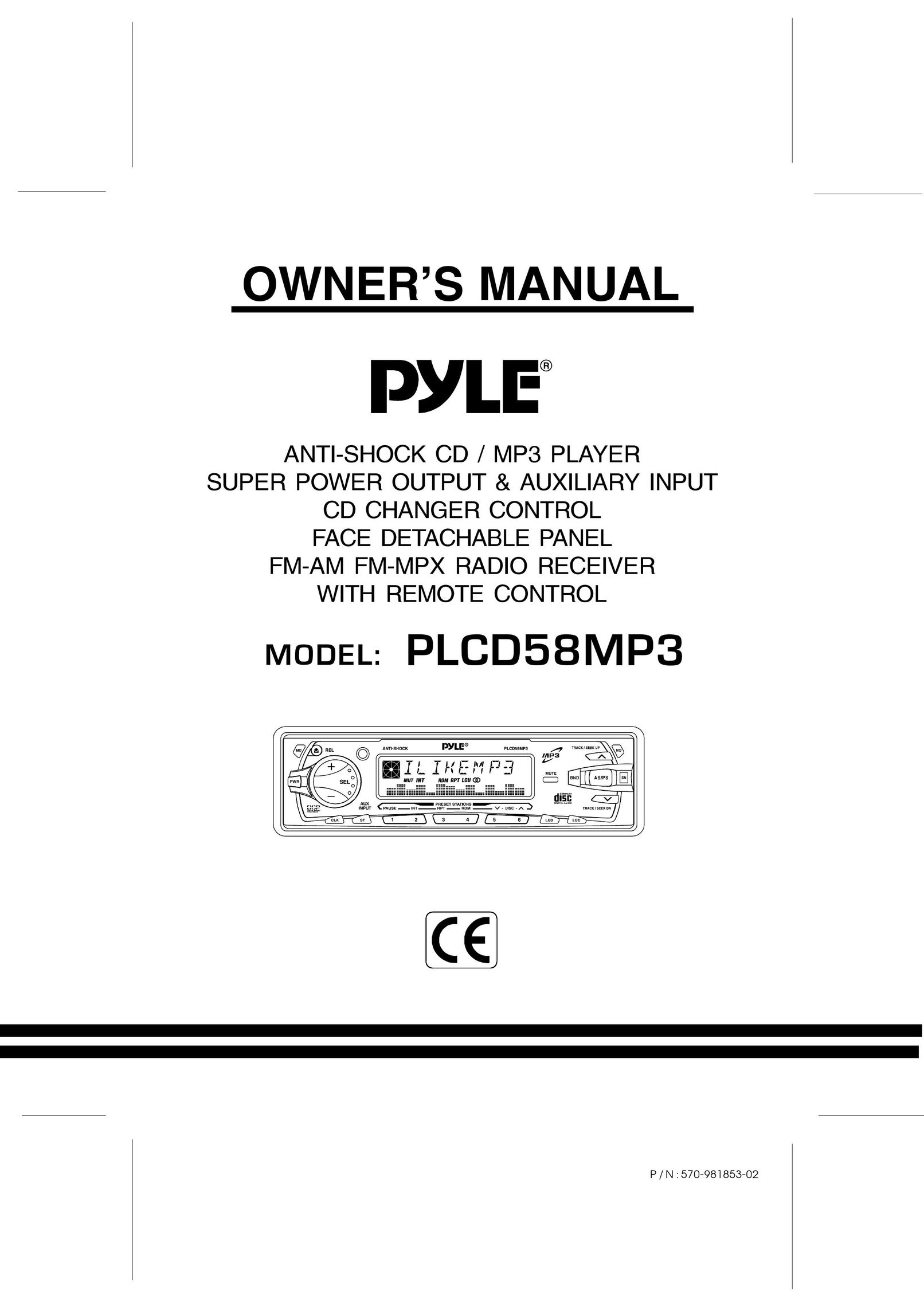 Radio Shack PLCD58MP3 Car Stereo System User Manual