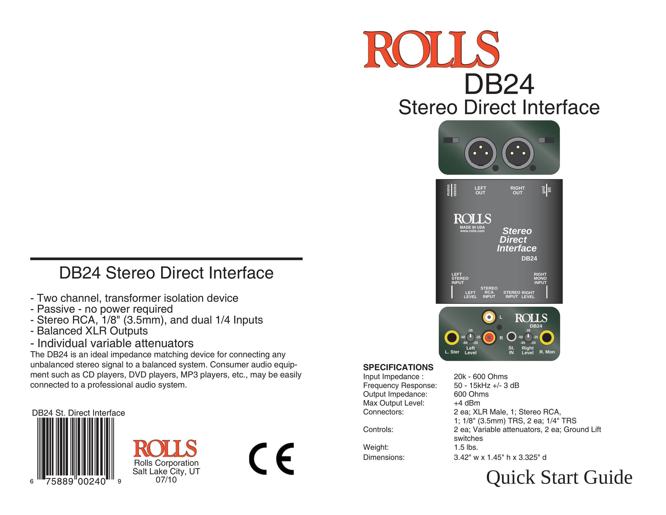Rolls DB24 Car Stereo System User Manual