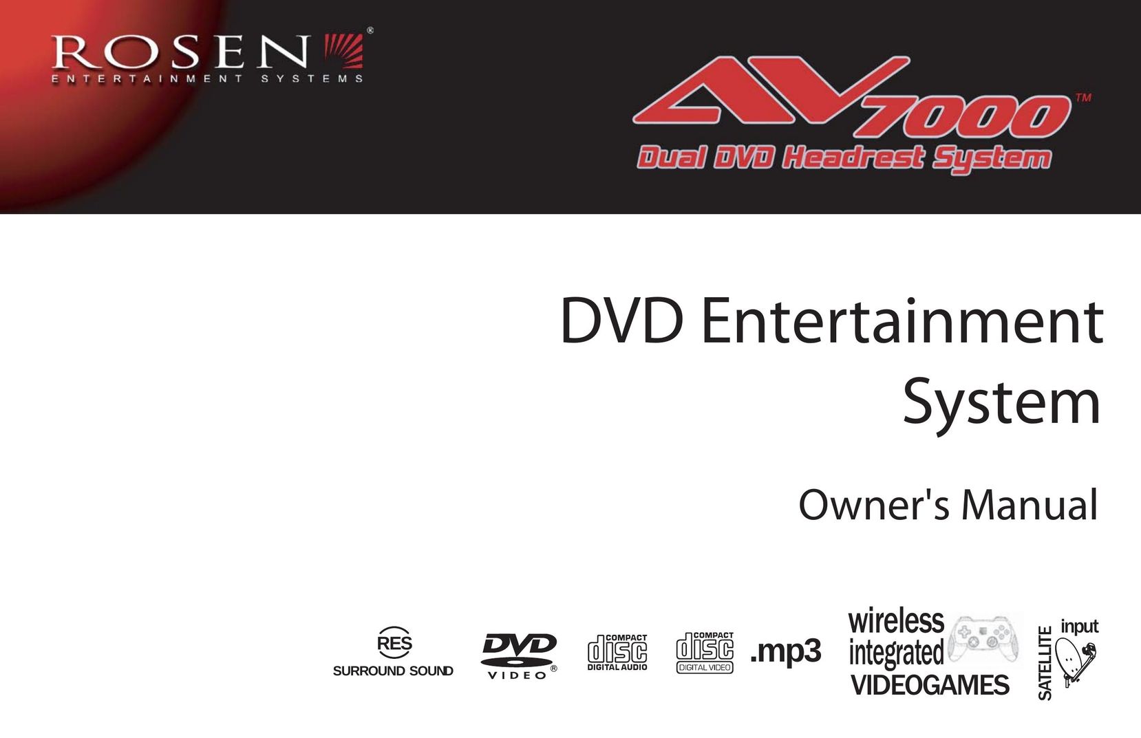 Rosen Entertainment Systems AV7000 Car Stereo System User Manual