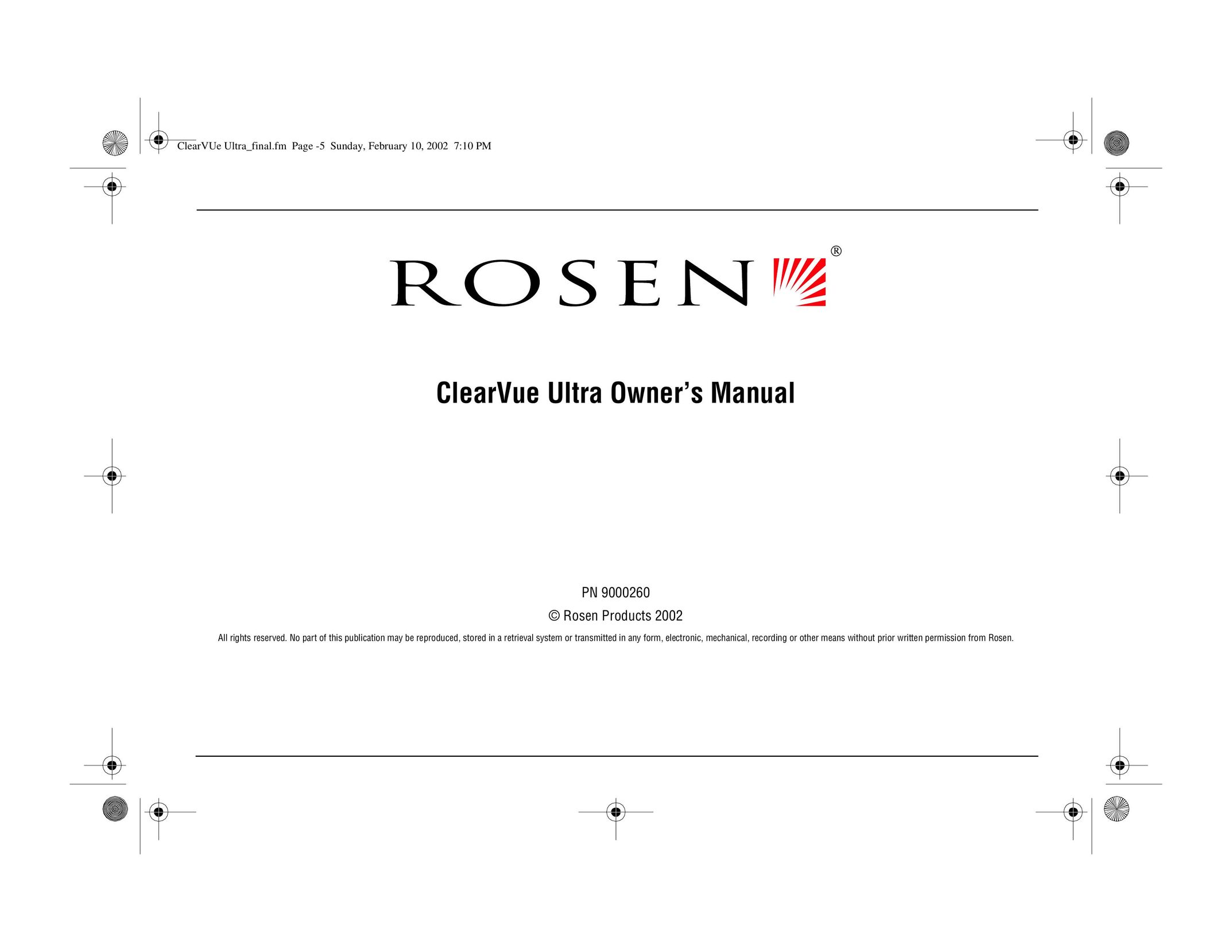 Rosen Entertainment Systems ClearVue Ultra Car Stereo System User Manual