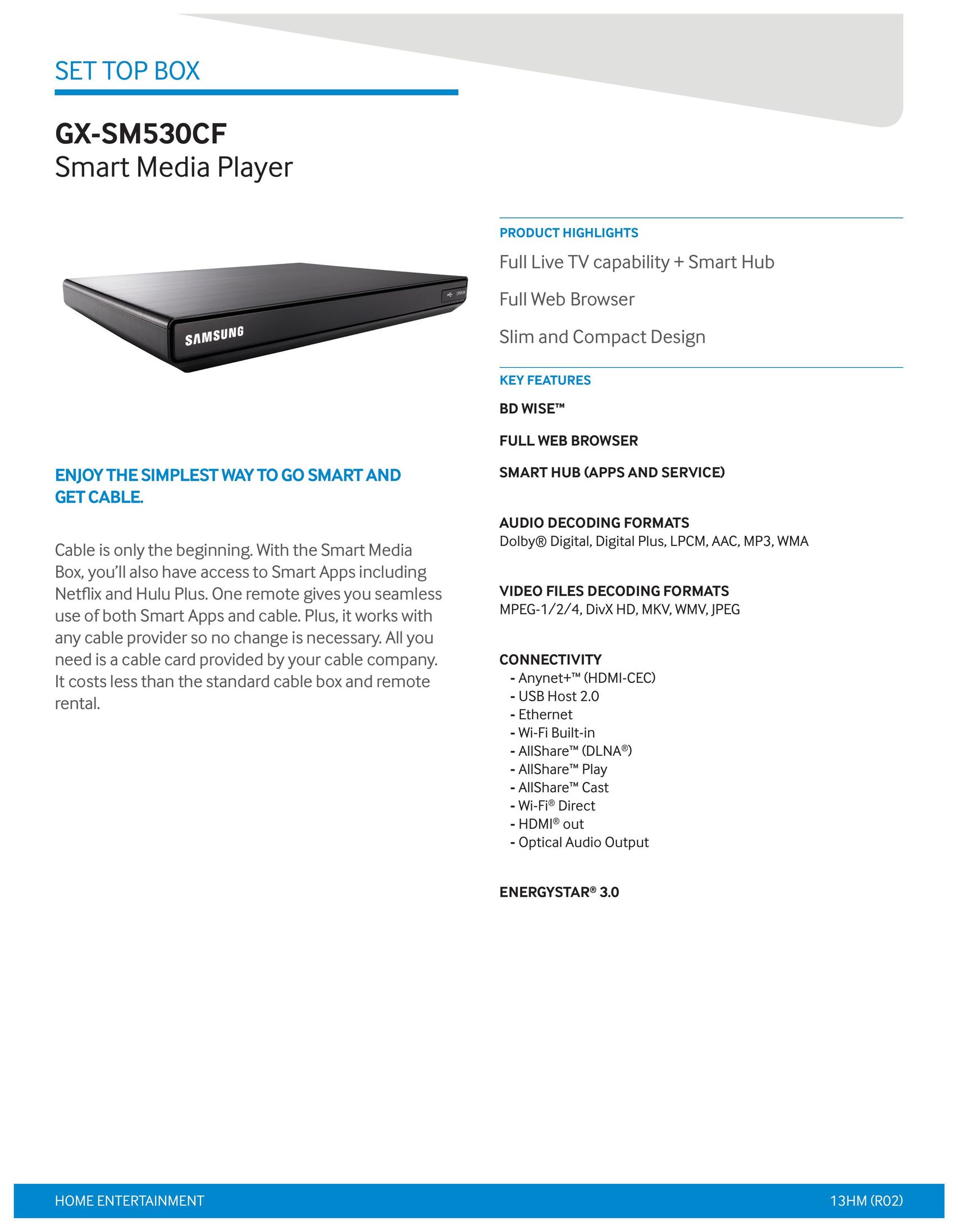 Samsung GX-SM530CF Car Stereo System User Manual