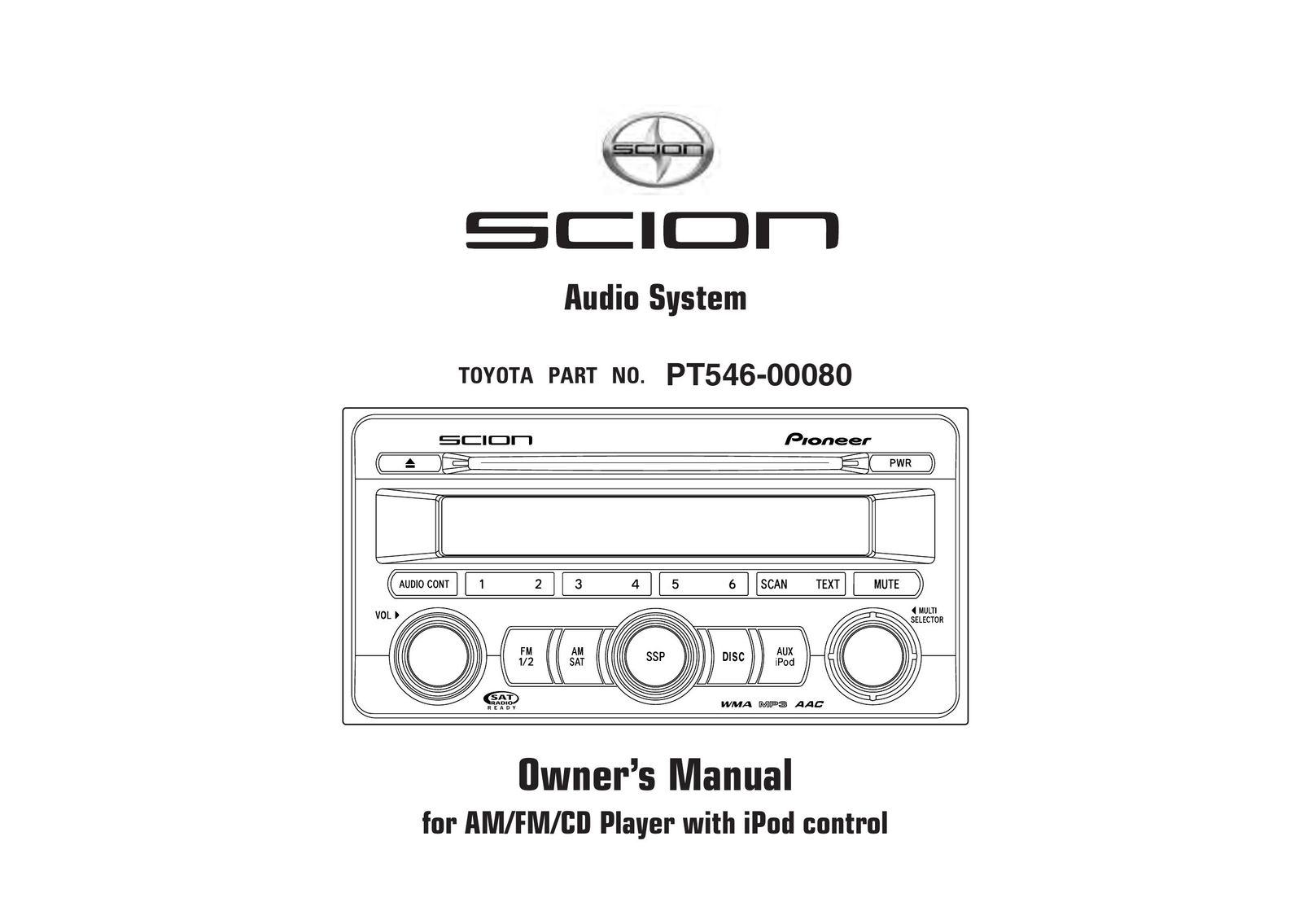 Scion PT546-00080 Car Stereo System User Manual