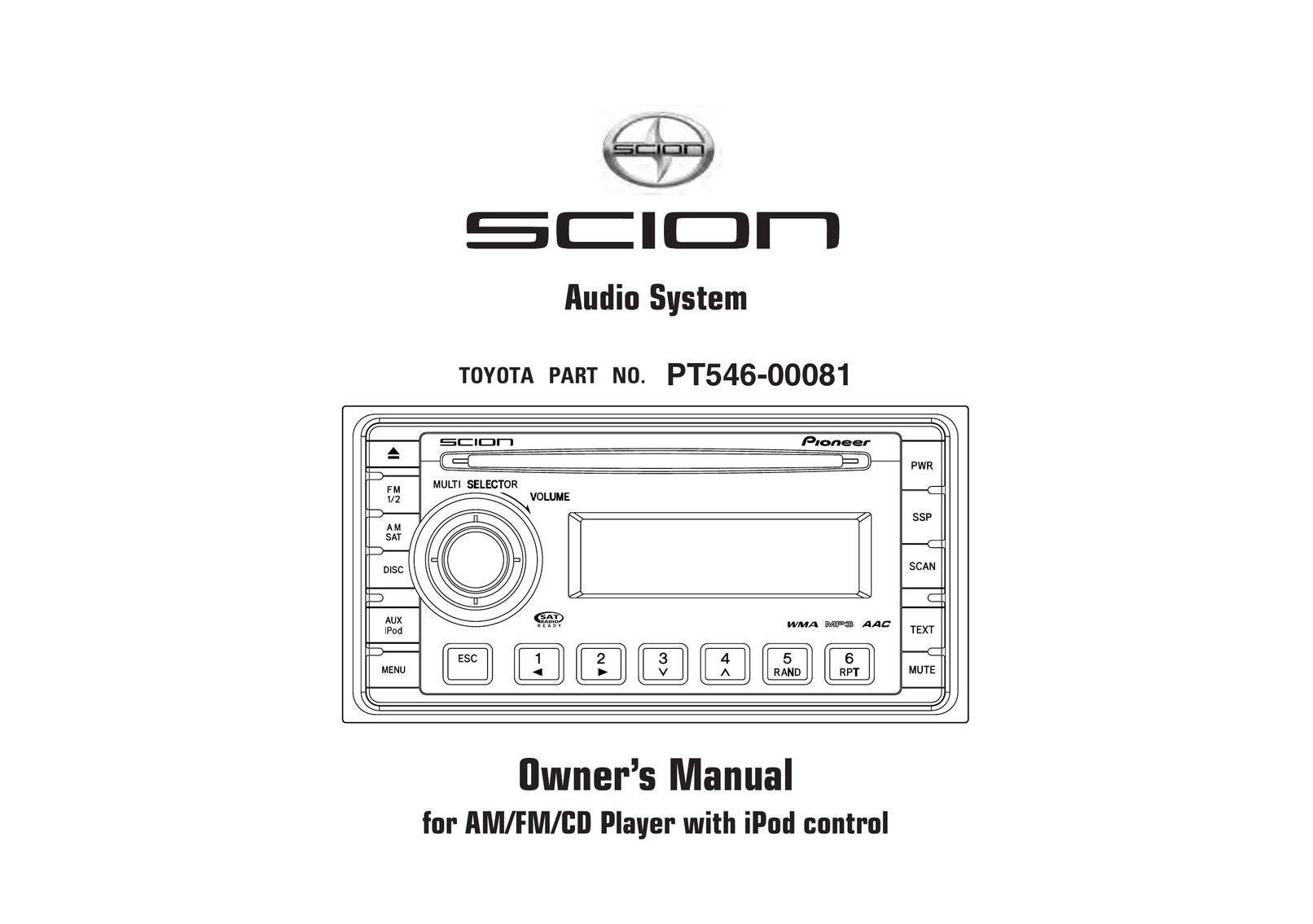 Scion PT546-00081 Car Stereo System User Manual