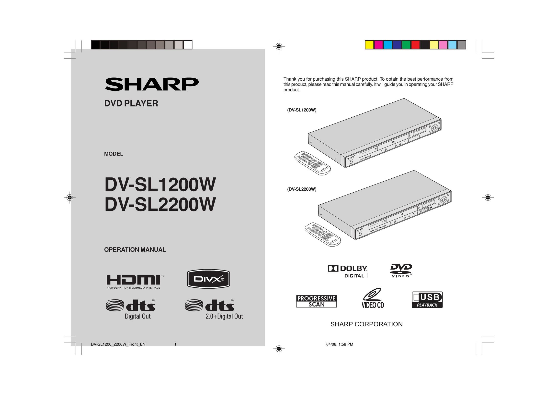 Sharp DV-SL1200W Car Stereo System User Manual