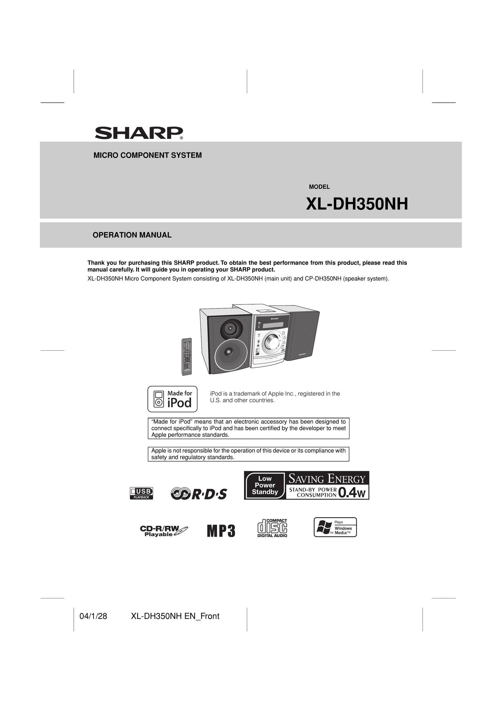 Sharp XL-DH350NH Car Stereo System User Manual