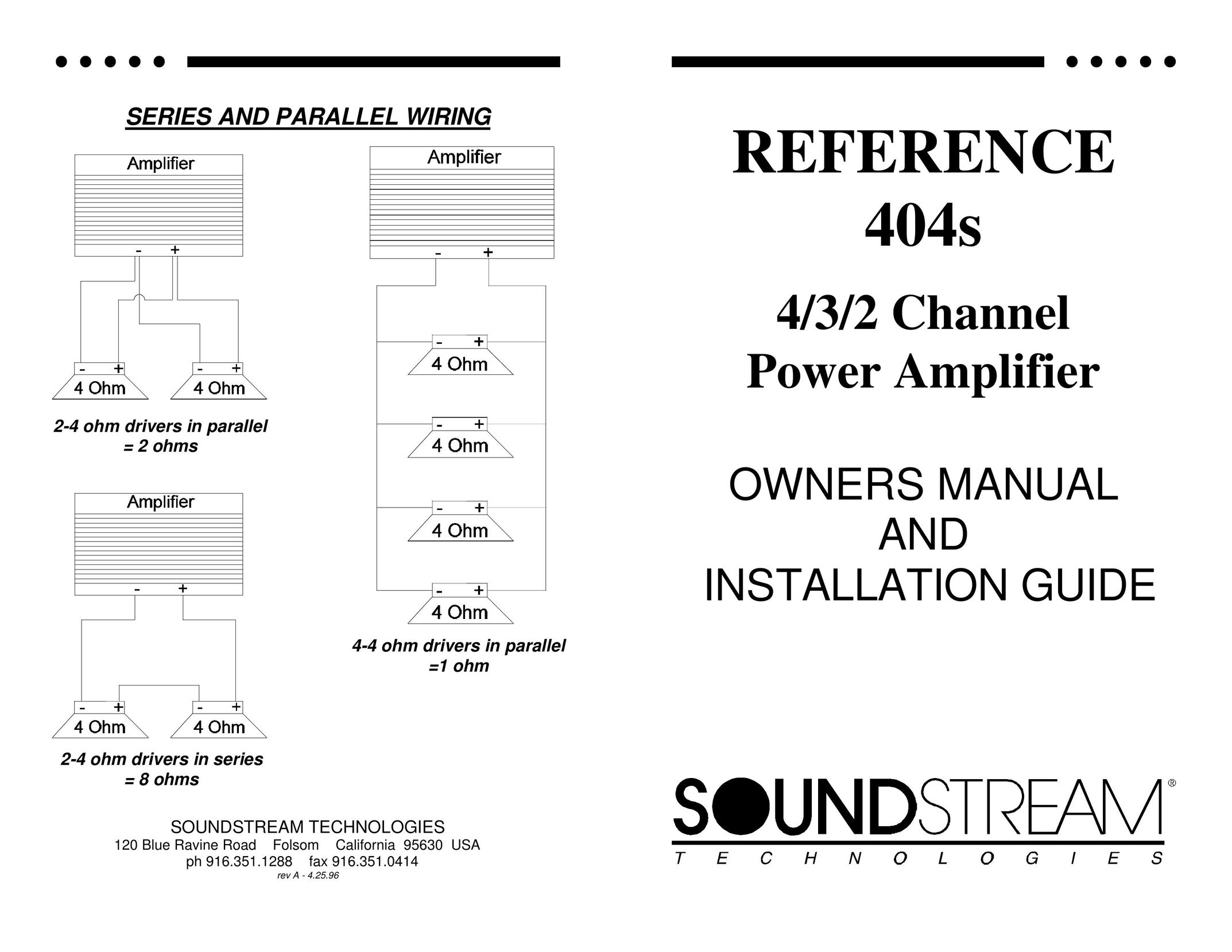 Soundstream Technologies 404s Car Stereo System User Manual