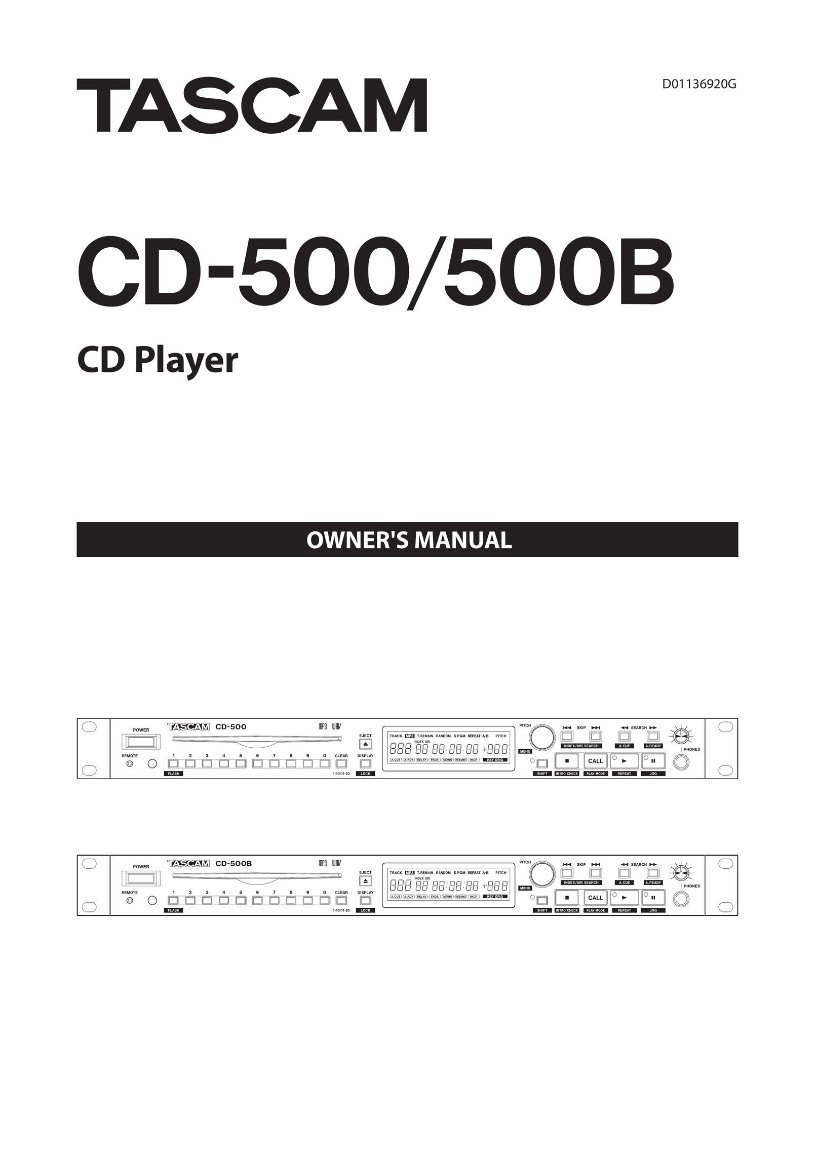 Tascam 500b Car Stereo System User Manual