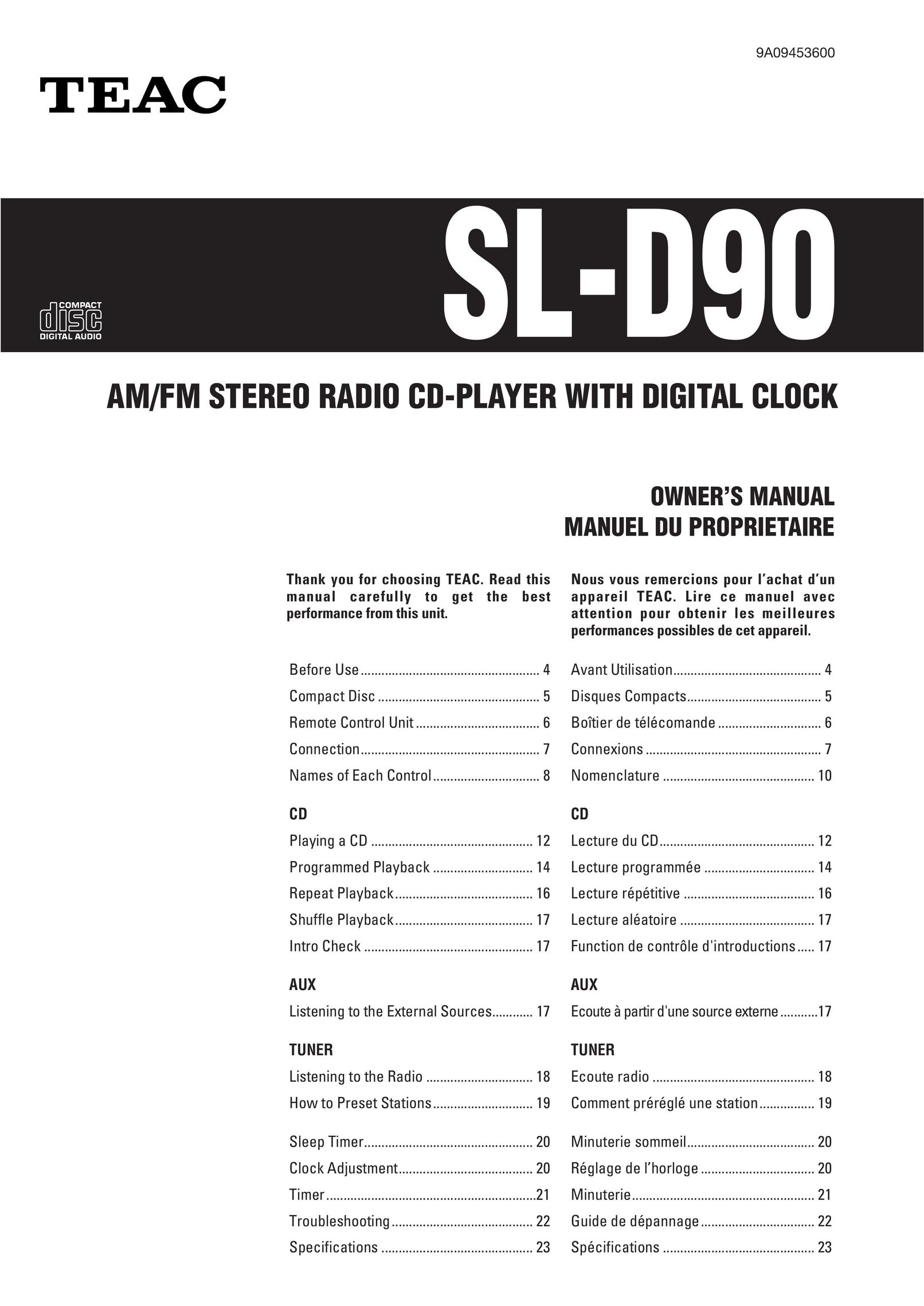 Teac SL-D90 Car Stereo System User Manual