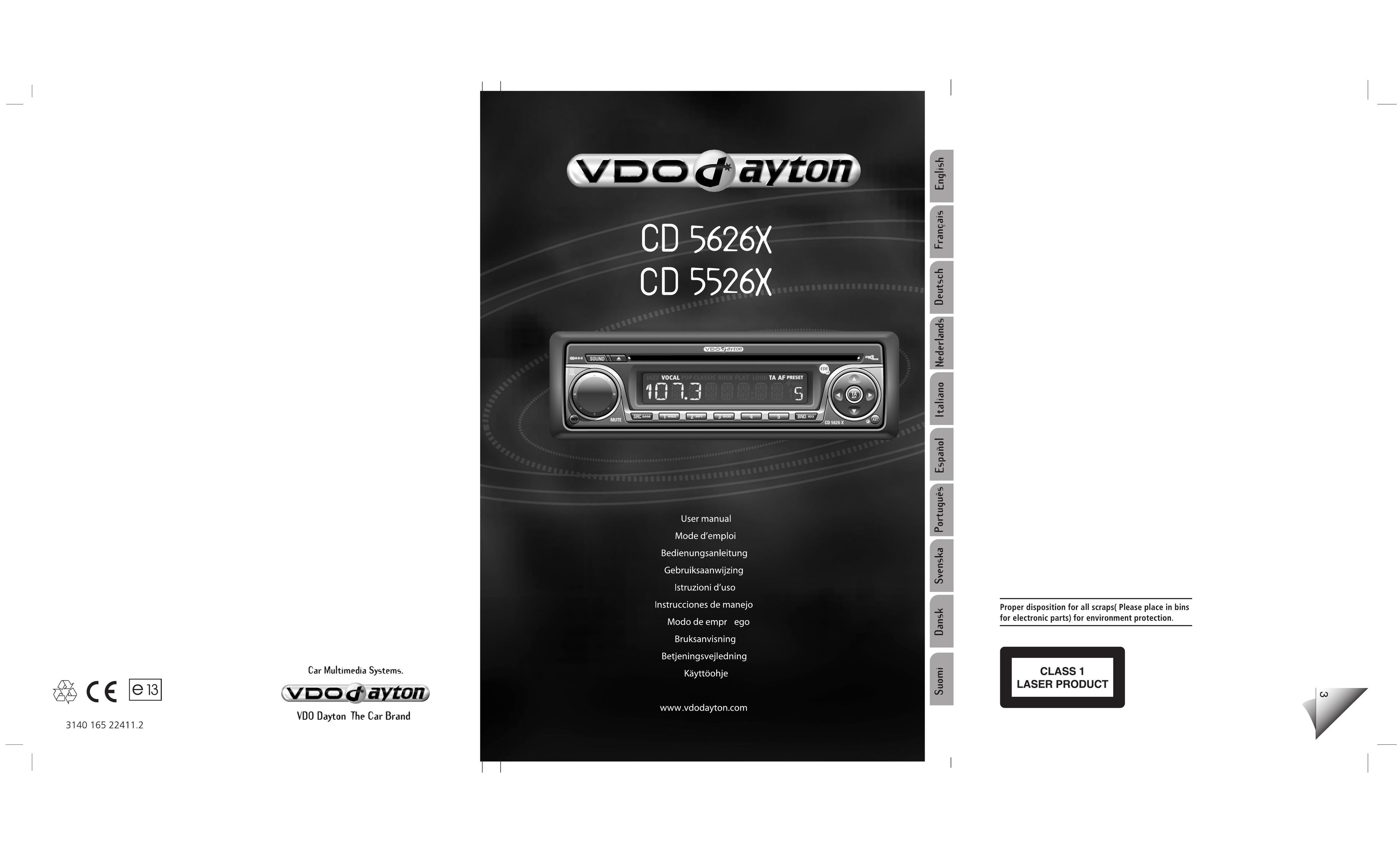 VDO Dayton CD 5526 X Car Stereo System User Manual