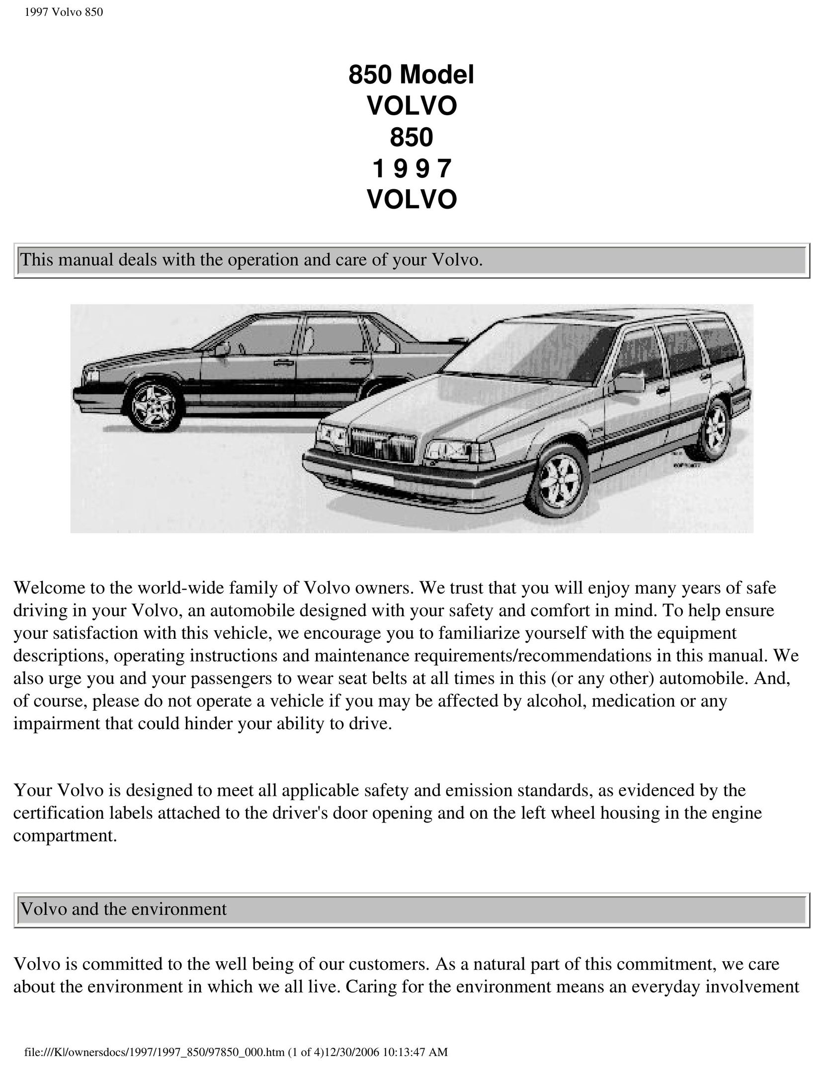 Volvo 1997 850 Car Stereo System User Manual
