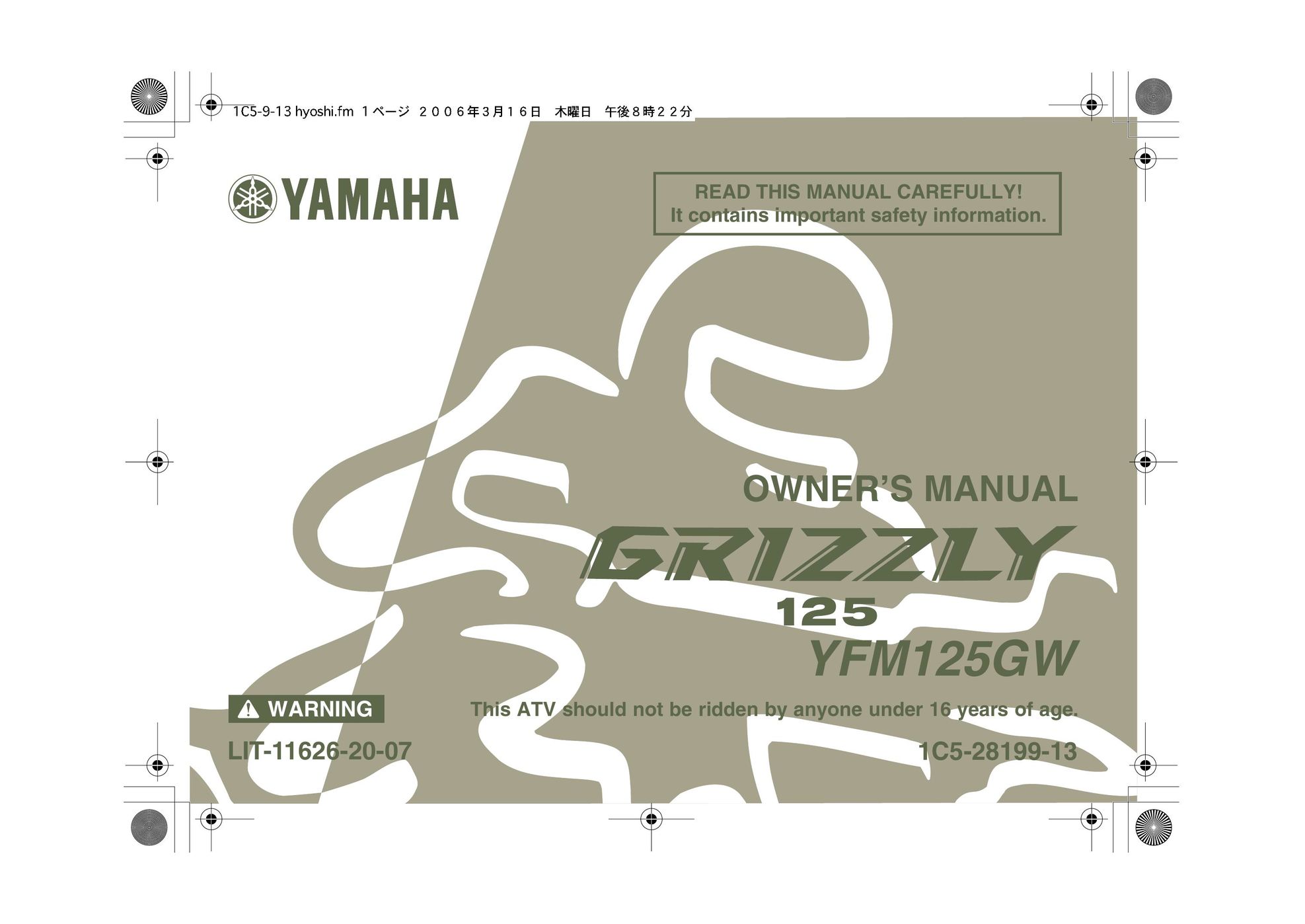Yamaha YFM125GW Car Stereo System User Manual