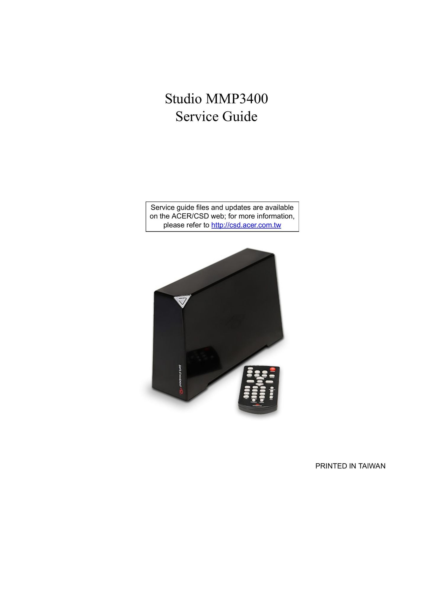 Acer MMP3400 Car Video System User Manual