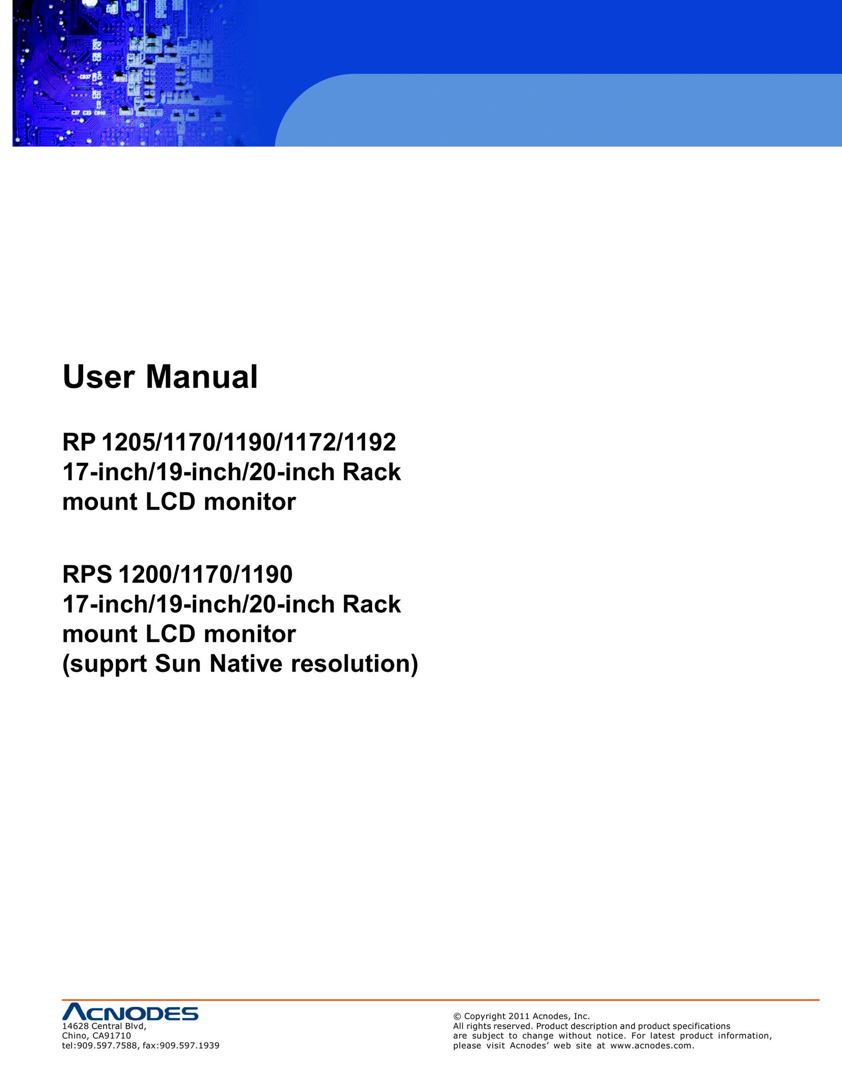 Acnodes RP 1170 Car Video System User Manual