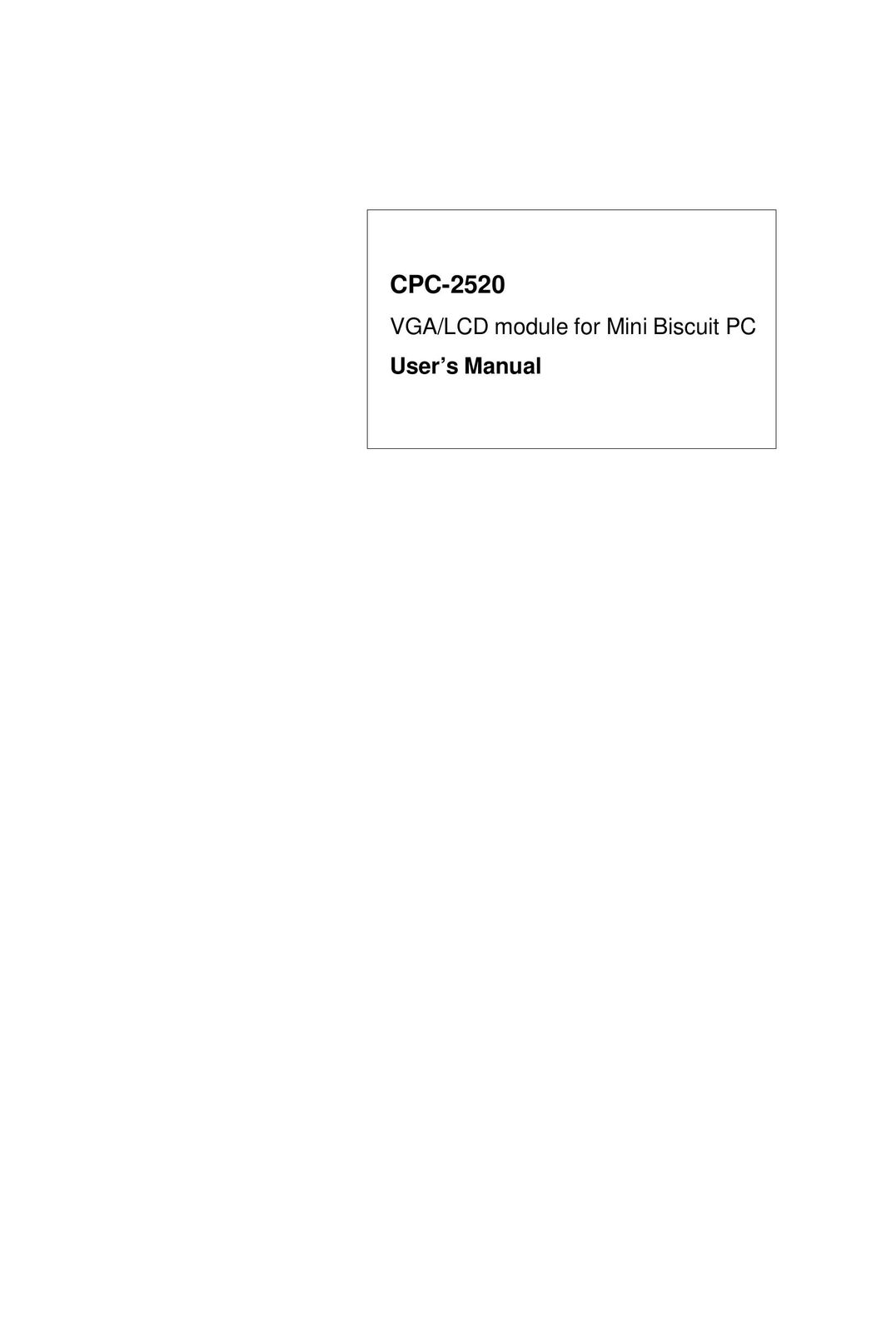 Advantech CPC-2520 Car Video System User Manual