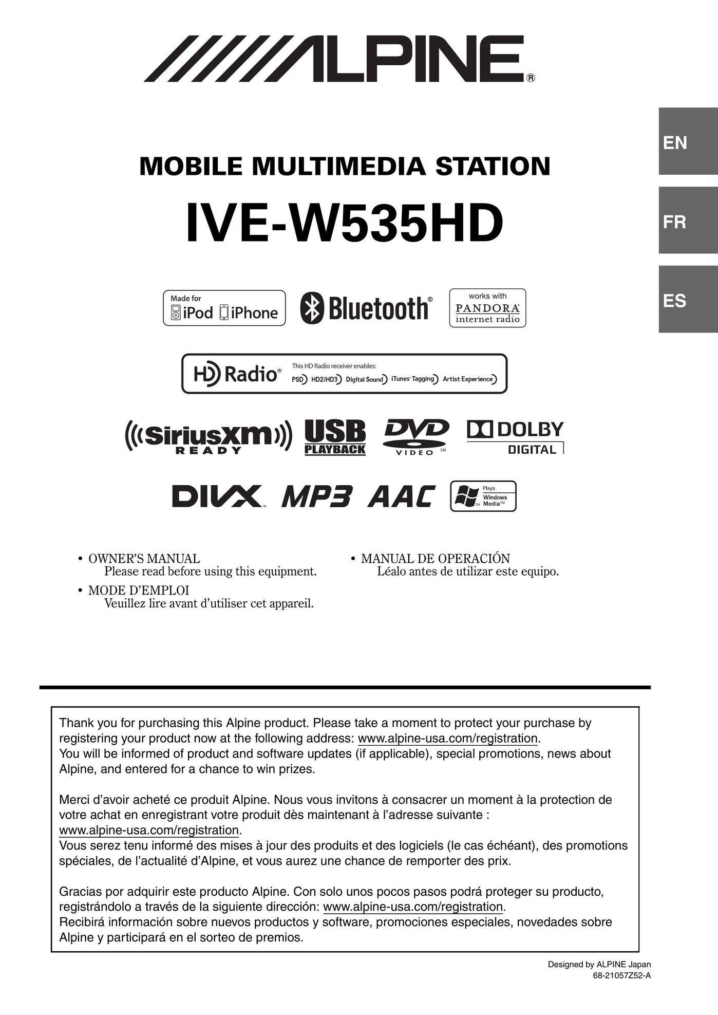 Alpine IVE-W535HD Car Video System User Manual