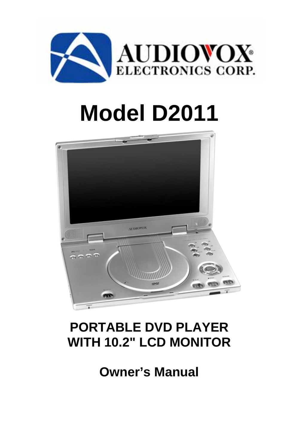 Audiovox D2011 Car Video System User Manual