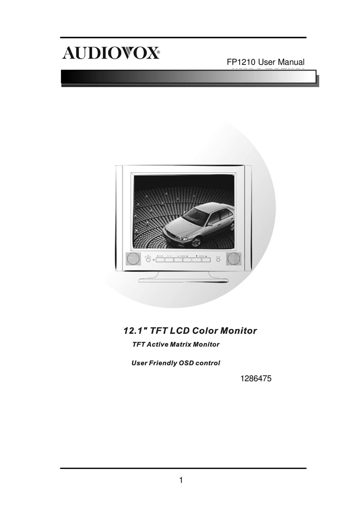 Audiovox FP1210 Car Video System User Manual