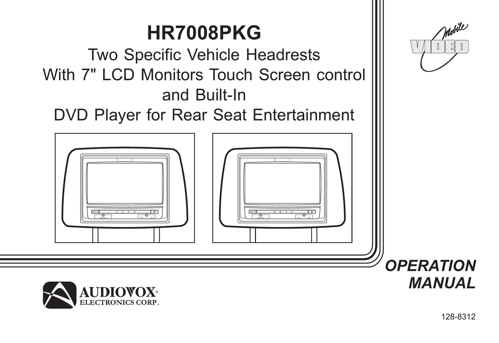 Audiovox HR7008PKG Car Video System User Manual