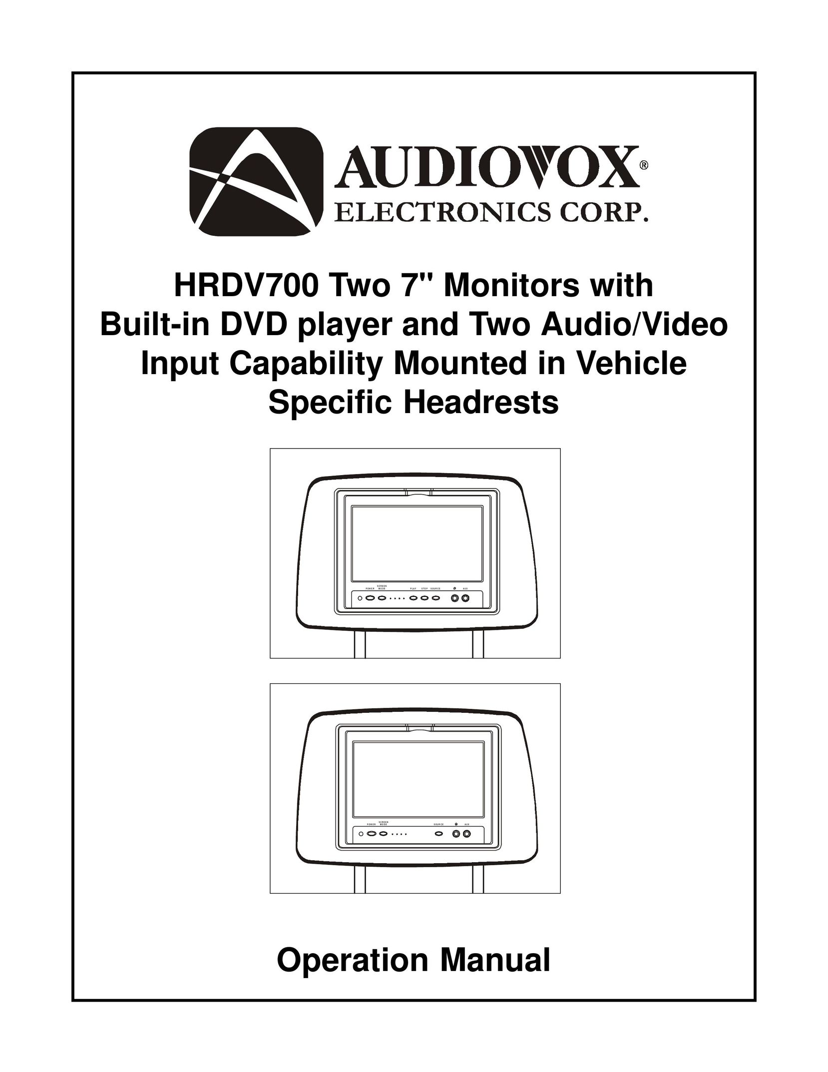 Audiovox HRDV700 Car Video System User Manual