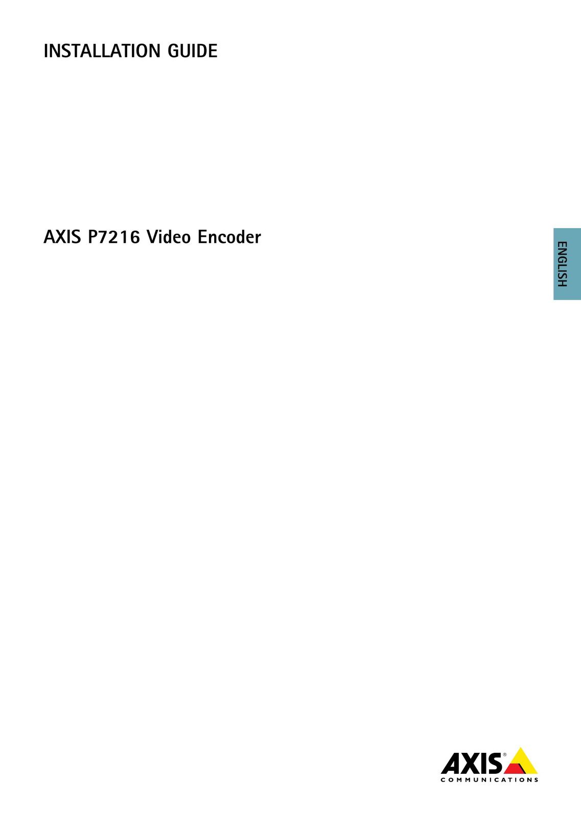 Axis Communications P7216 Car Video System User Manual