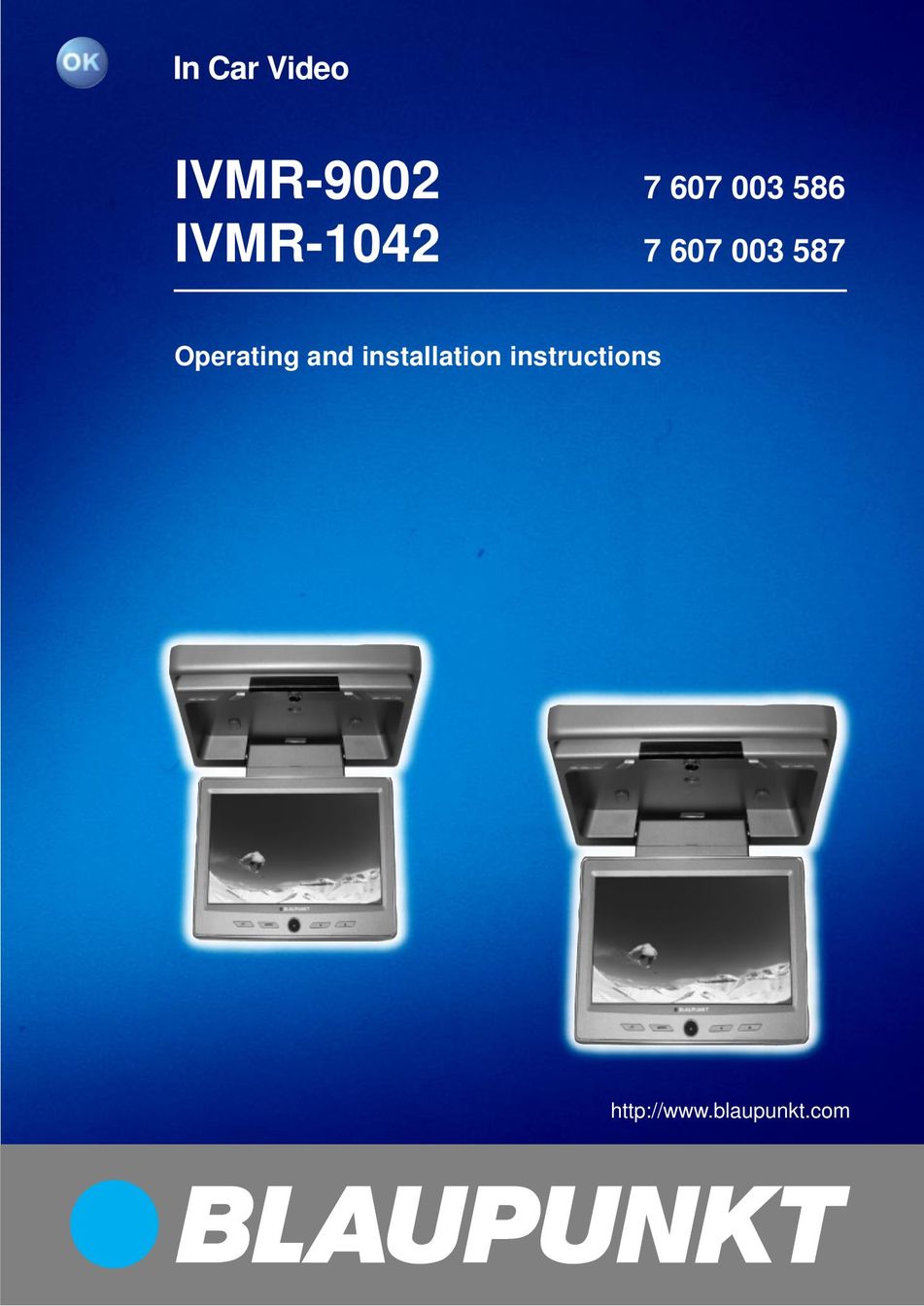 Blaupunkt IVMR-1042 Car Video System User Manual