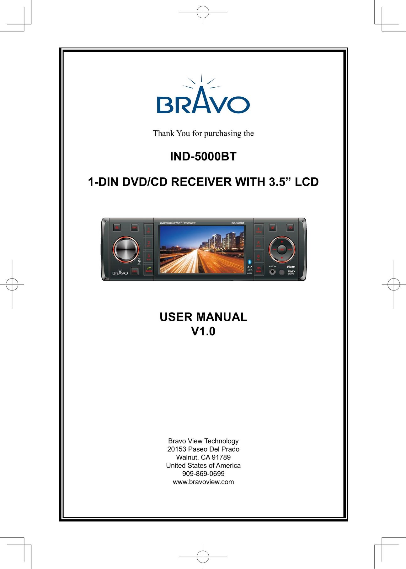 Bravo View IND-5000BT Car Video System User Manual