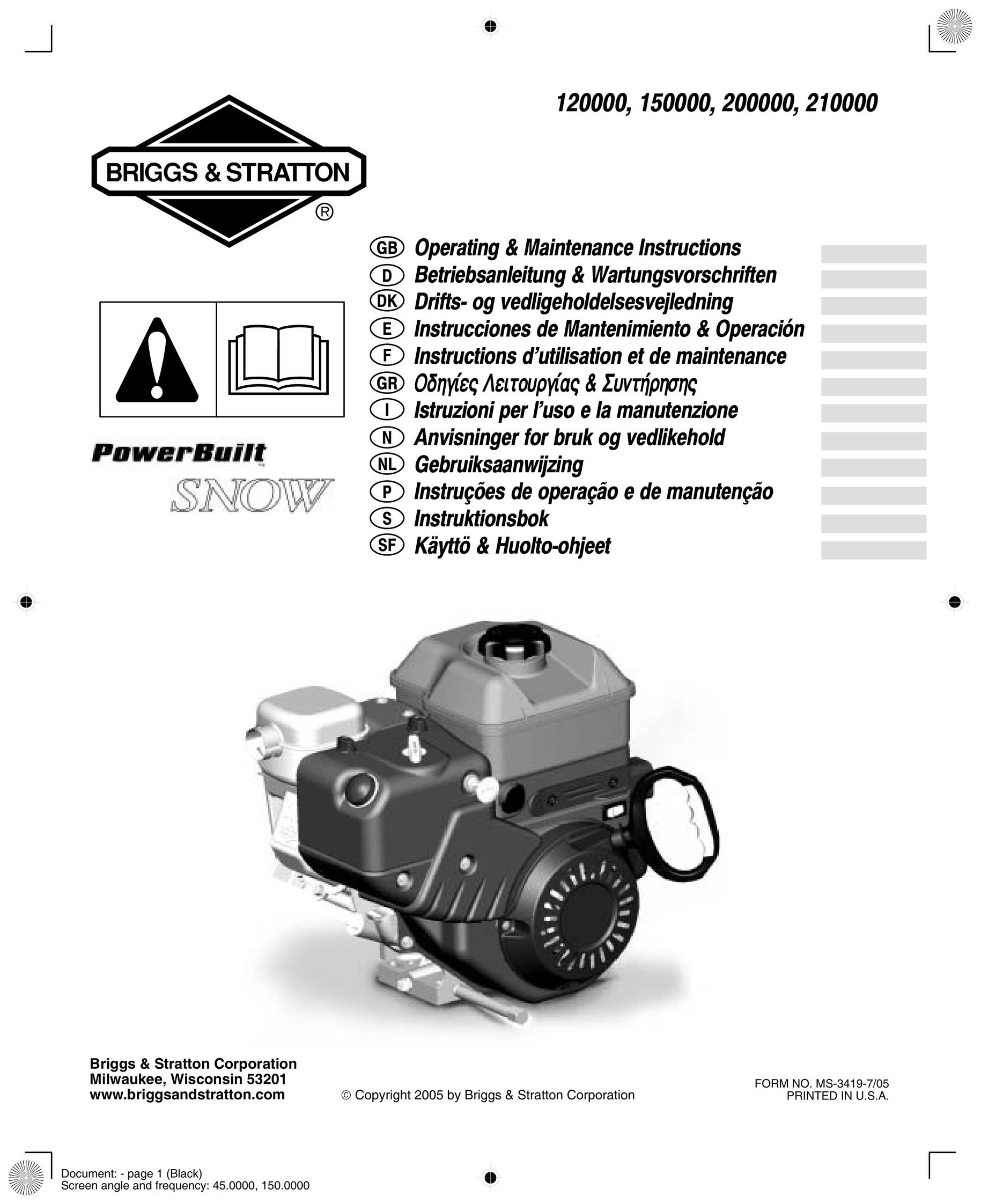 Briggs & Stratton 210000 Car Video System User Manual