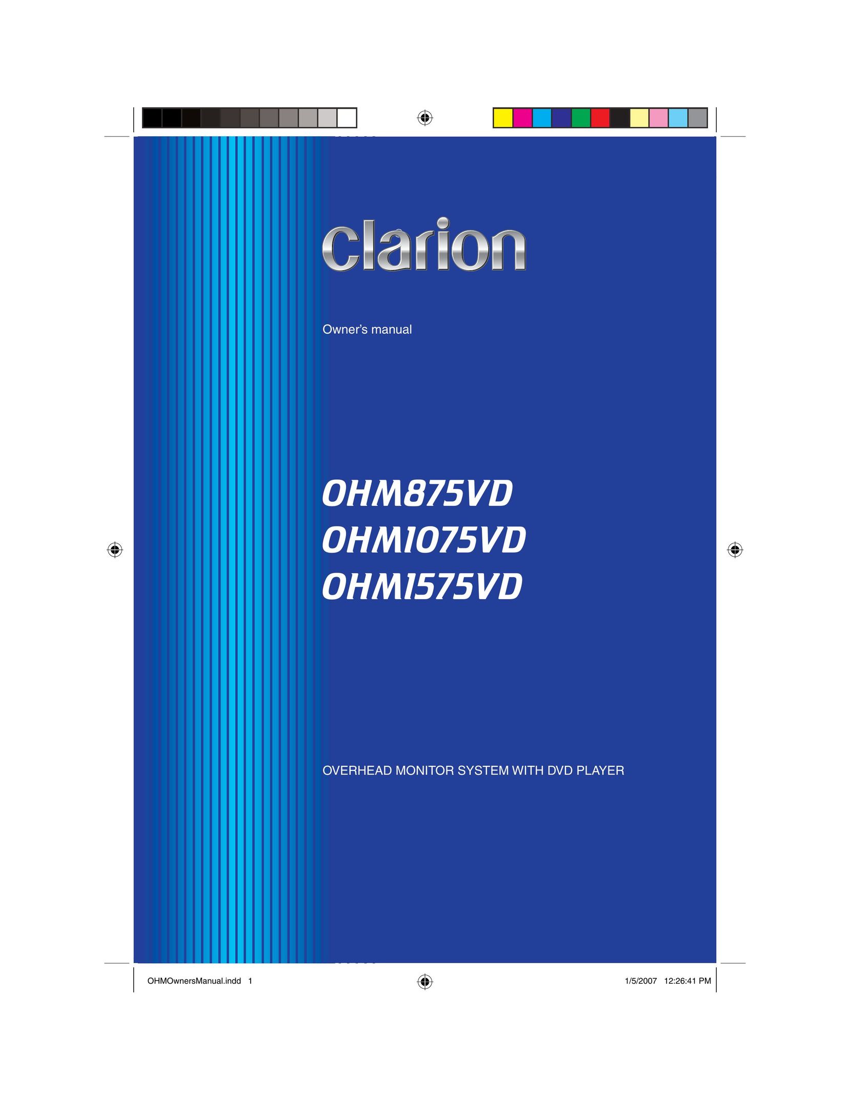 Clarion OHM875VD Car Video System User Manual