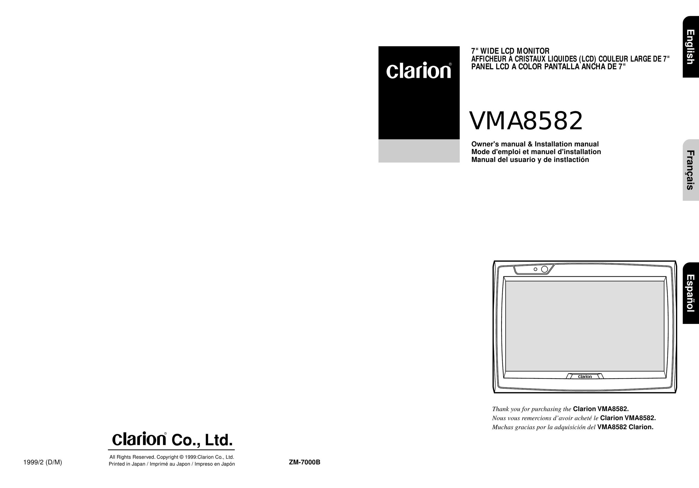 Clarion VMA8582 Car Video System User Manual