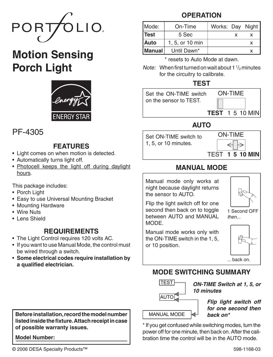 Desa PF-4305 Car Video System User Manual