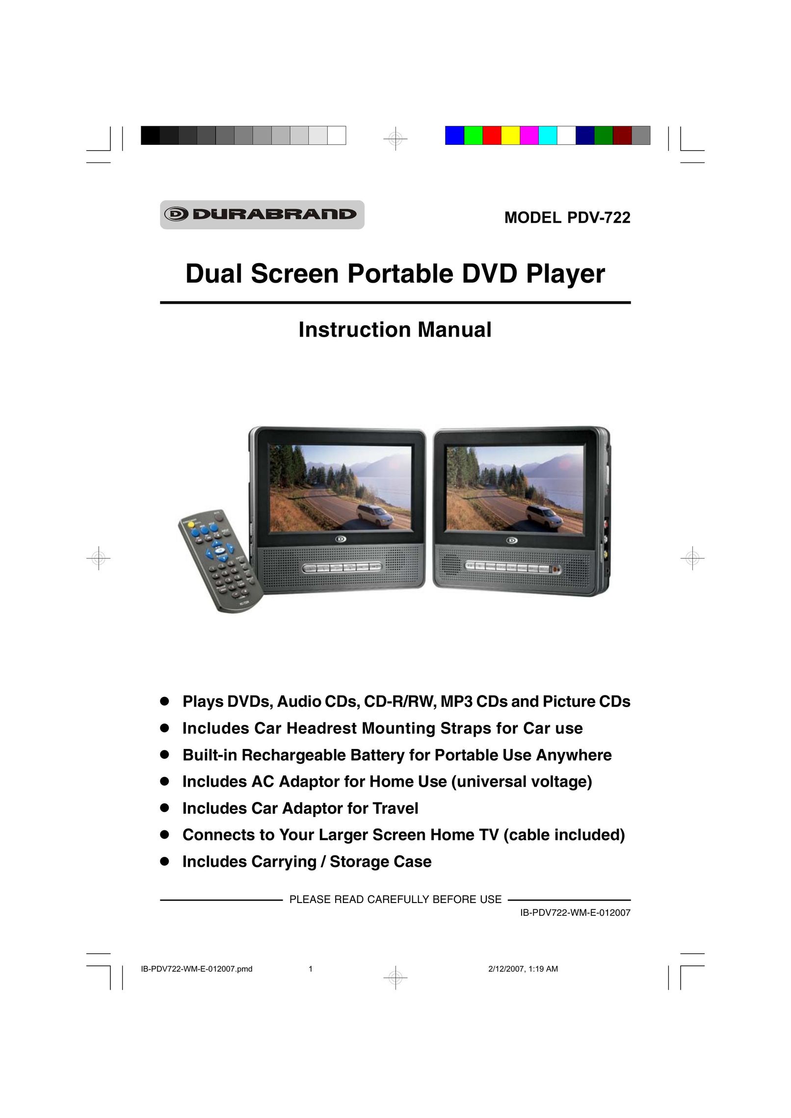 Durabrand PDV-722 Car Video System User Manual