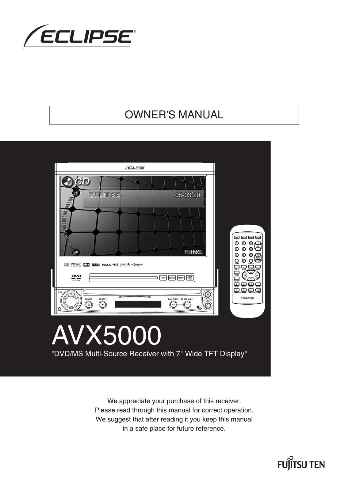Eclipse - Fujitsu Ten AVX5000 Car Video System User Manual