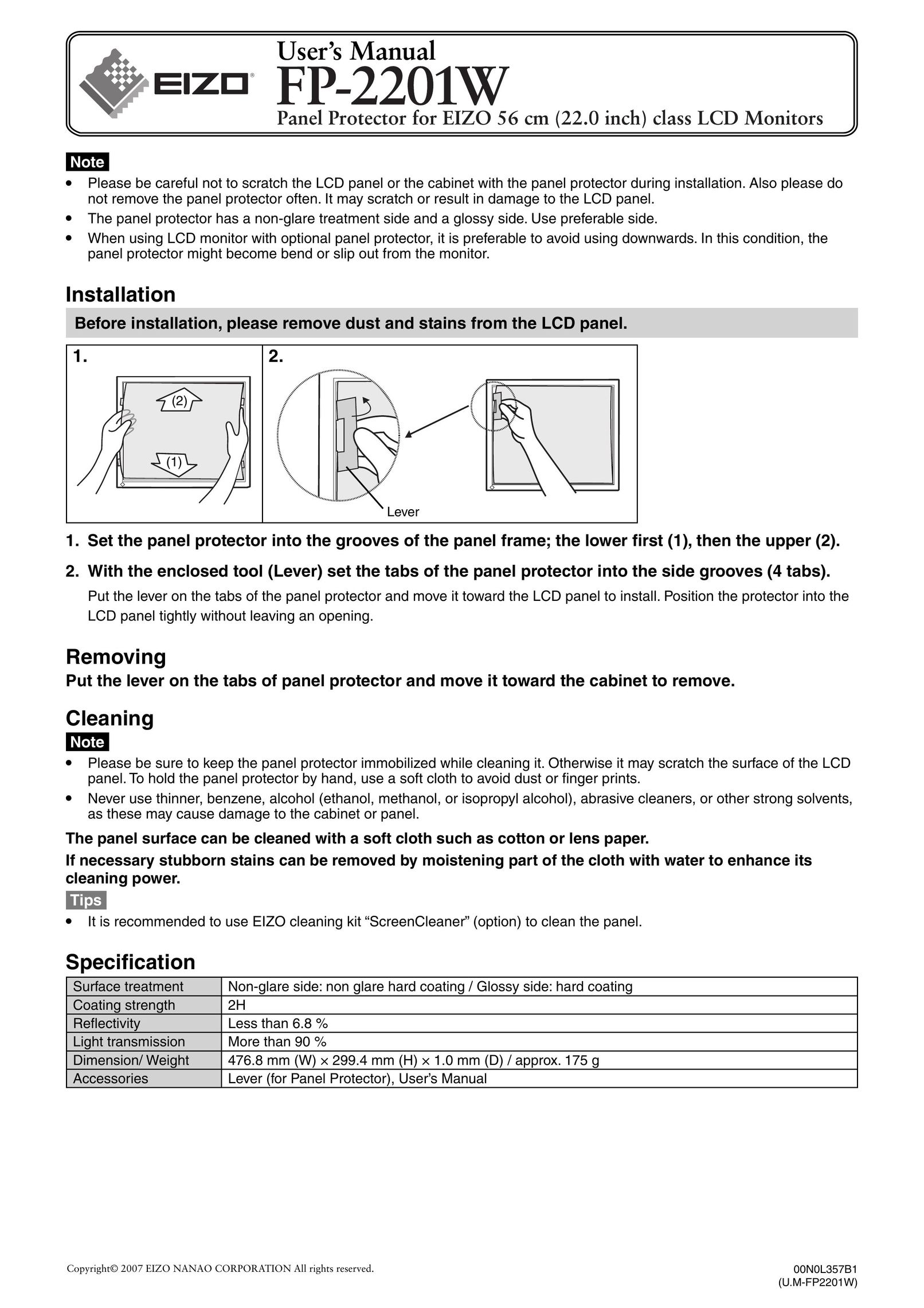 Eizo FP-2100W Car Video System User Manual
