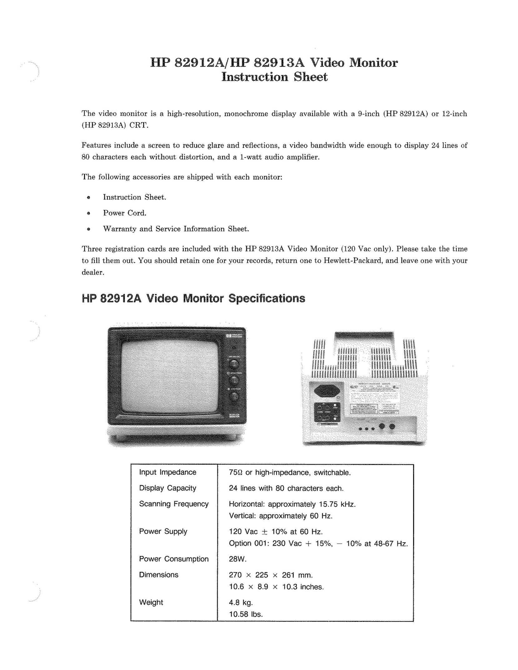 HP (Hewlett-Packard) 82912A Car Video System User Manual