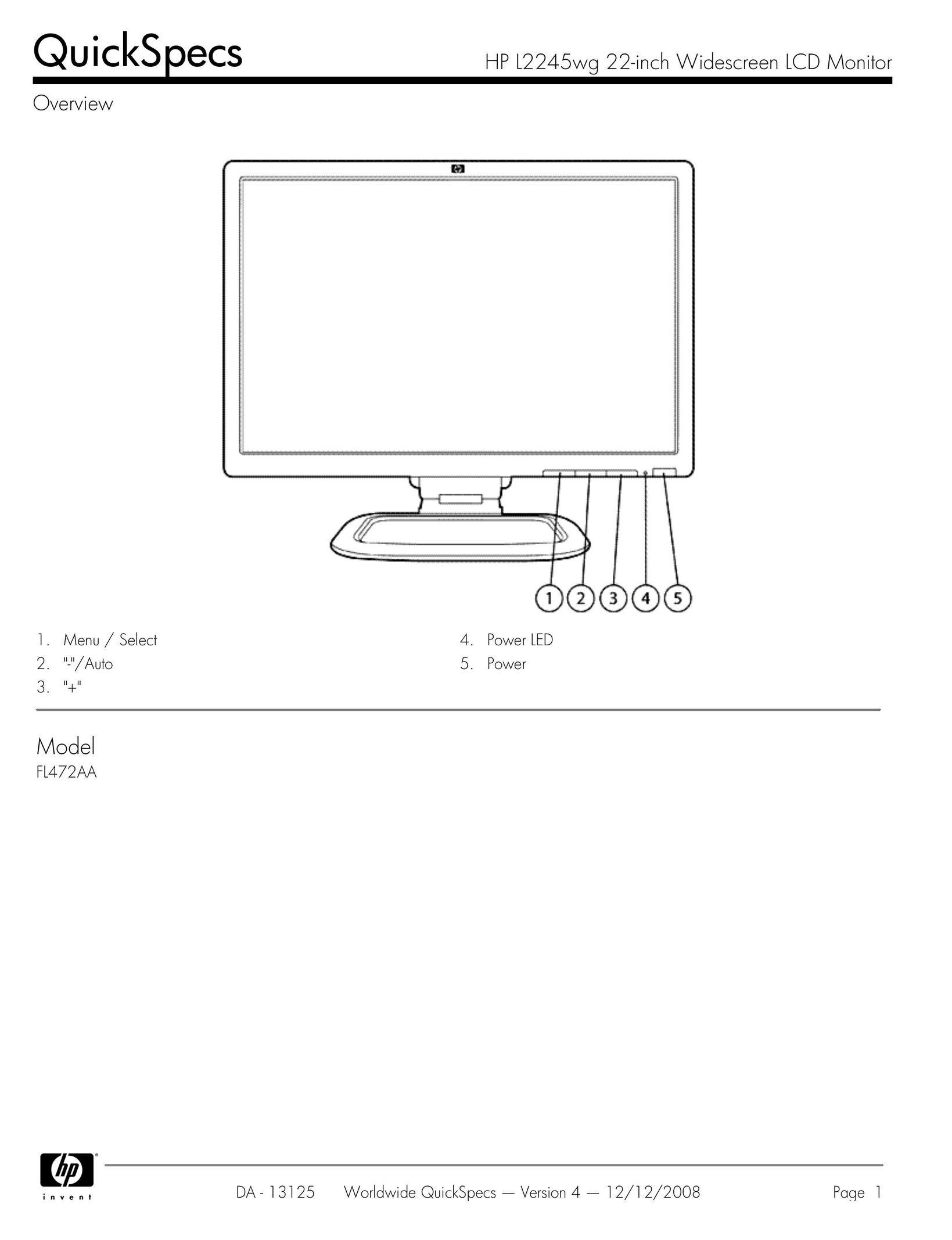 HP (Hewlett-Packard) L2245wg Car Video System User Manual