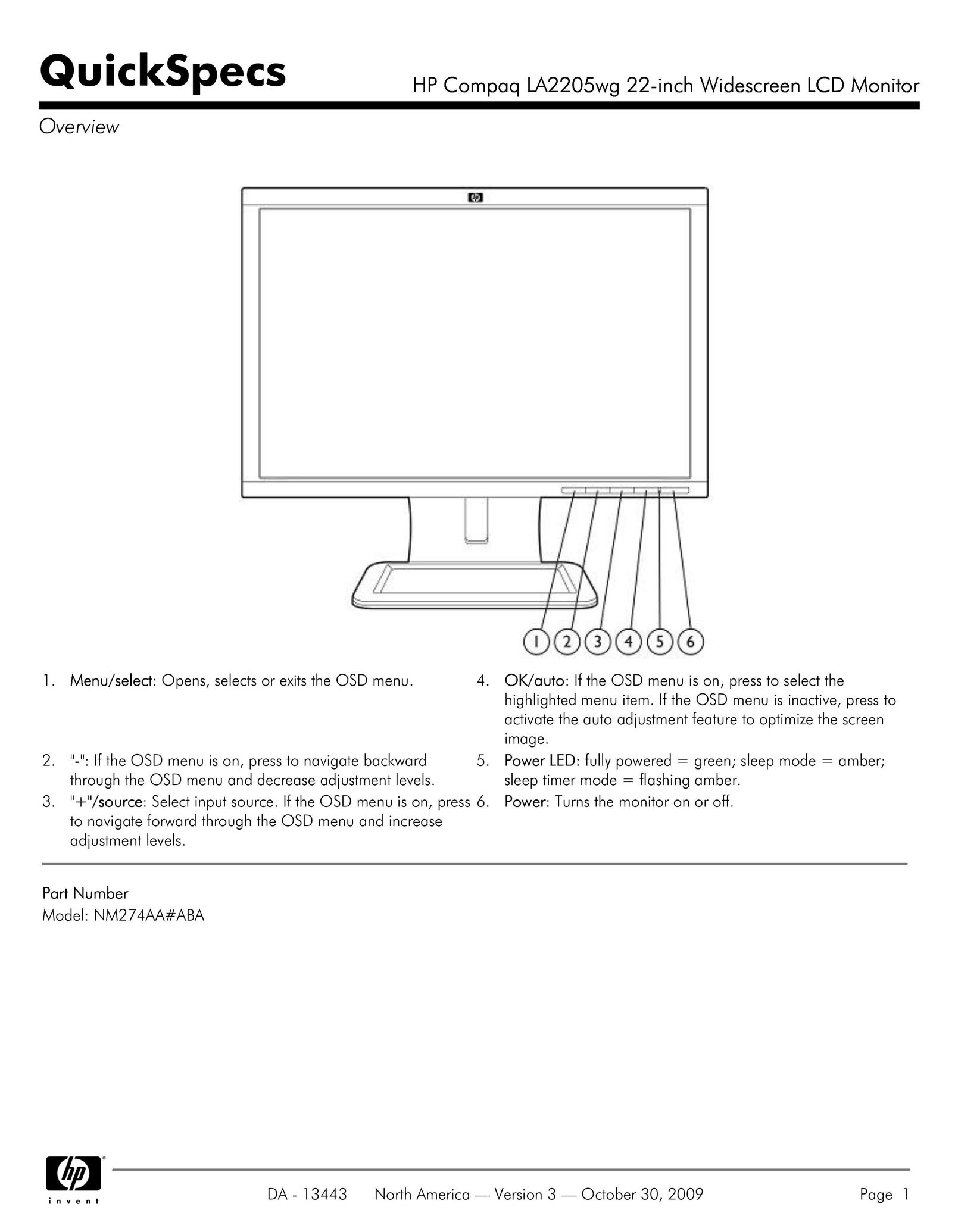 HP (Hewlett-Packard) LA2205WG Car Video System User Manual