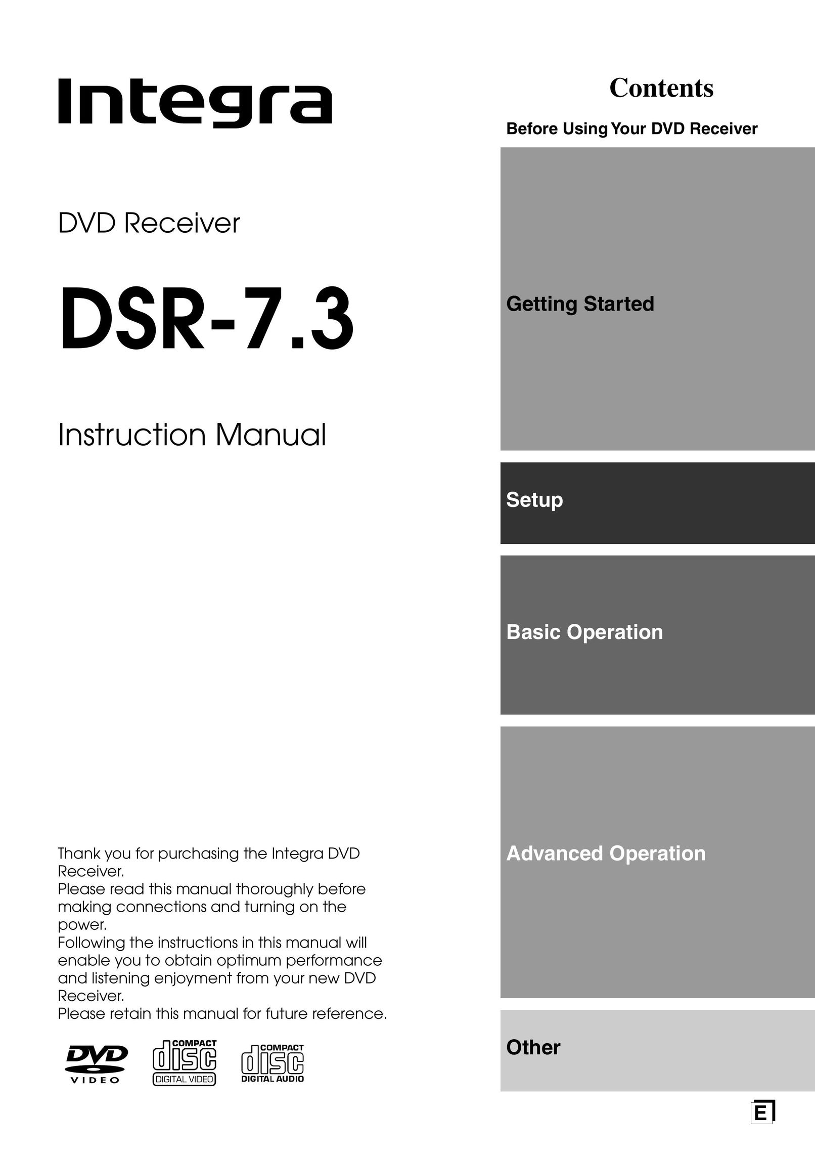 Integra DSR-7.3 Car Video System User Manual